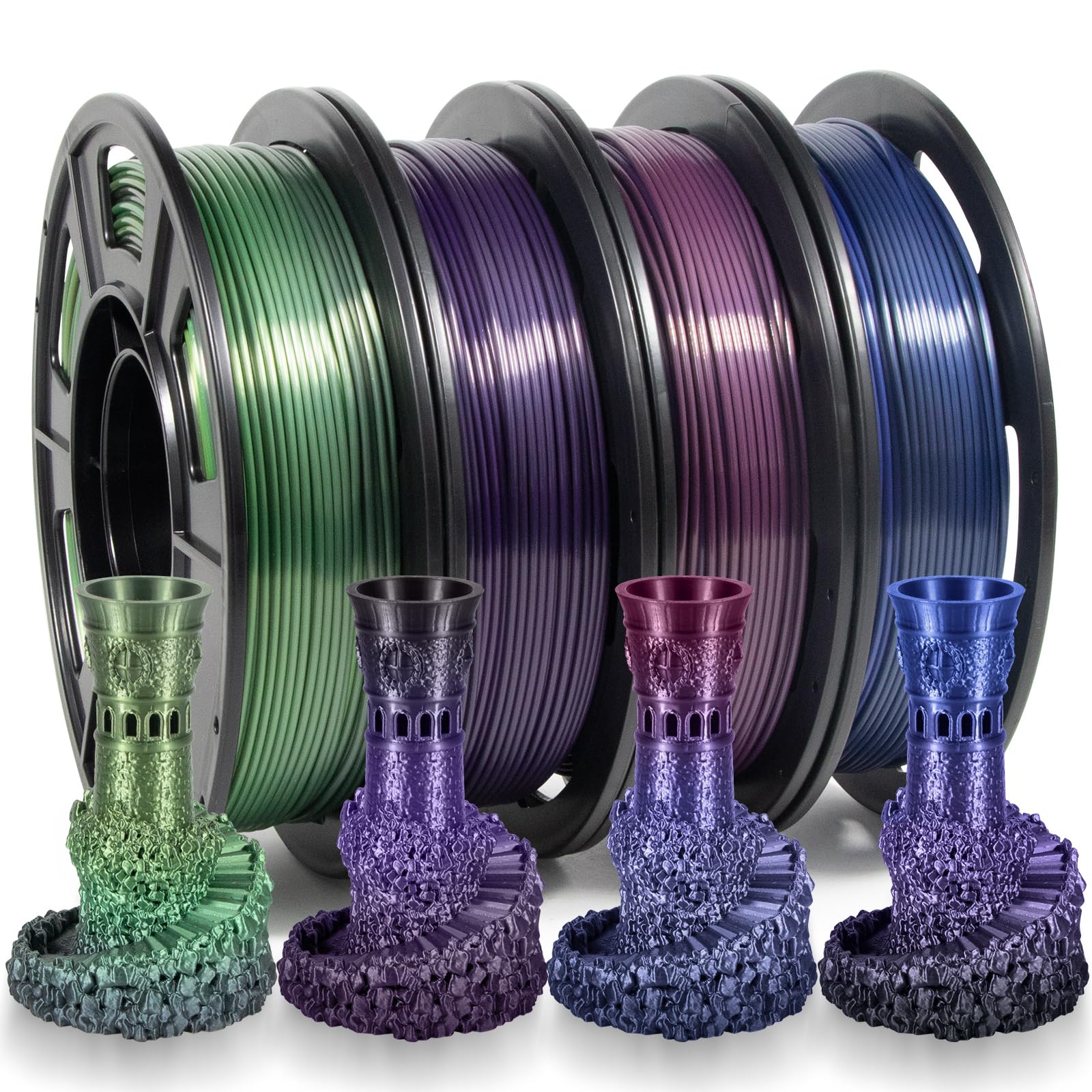 Isanmate 3D Printer Filament, Pla Filament 1.75Mm Bundle, Rainbow Filament Bundle, Silk Gradient Rainbow Pla Filament, 3D Printi