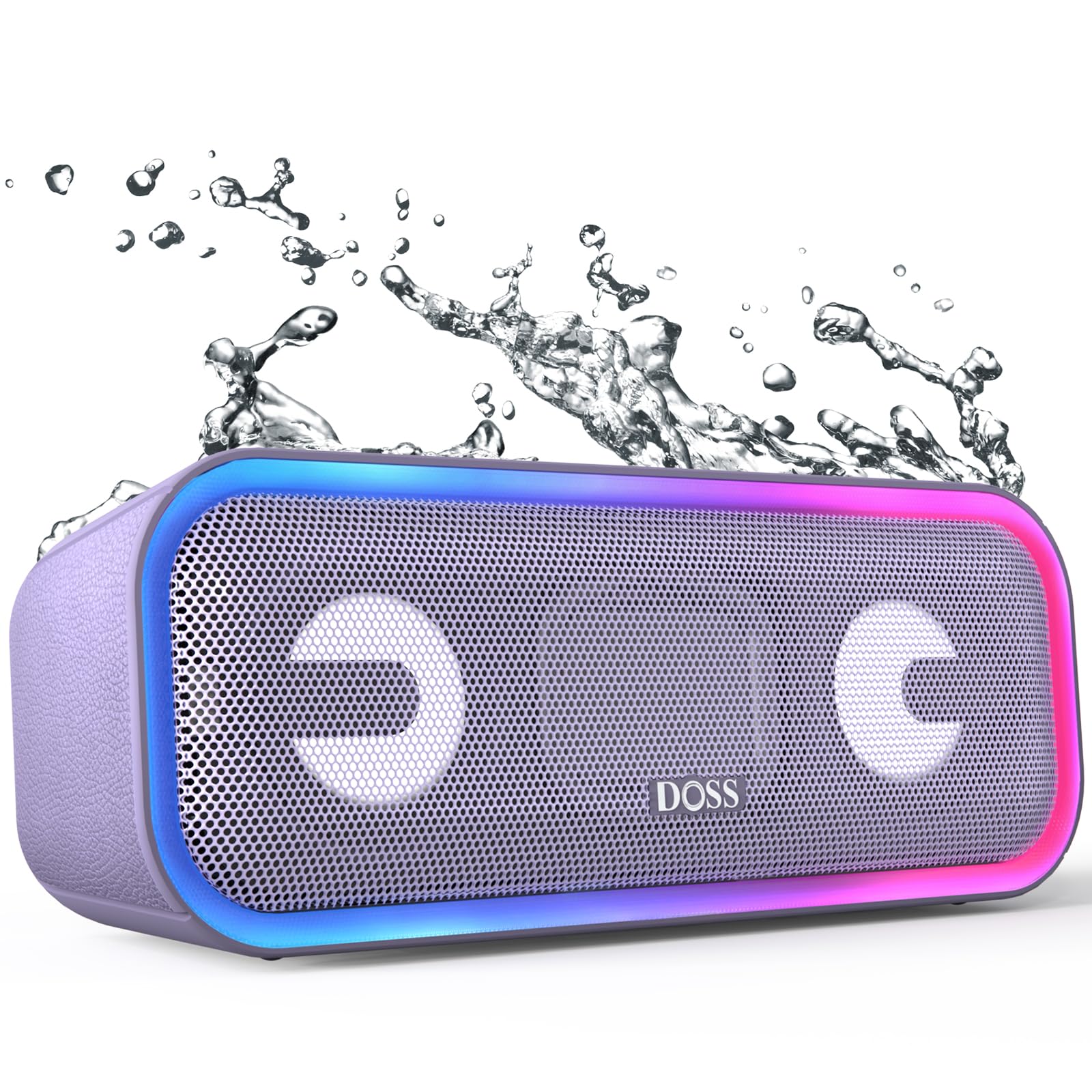 Doss Soundbox Pro+ Bluetooth Wireless Pairing Speaker With 24W Stereo Sound, Punchy Bass, Ipx6 Waterproof, 15Hrs Playtime, Multi Colors Lights, For Home, Outdoor Purple
