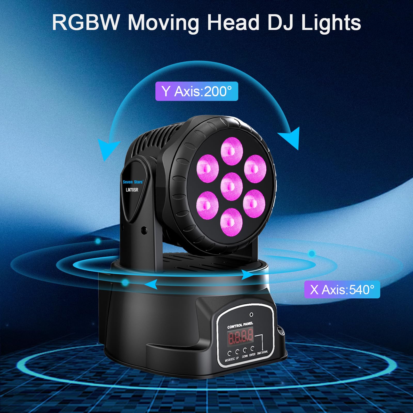 Seven Stars Dj Lights Moving Head 60W Light Stage Lighting Rgbw Dj Light 9/16 Channel Dmx 512 Spotlight For Bars, Disco, Church,