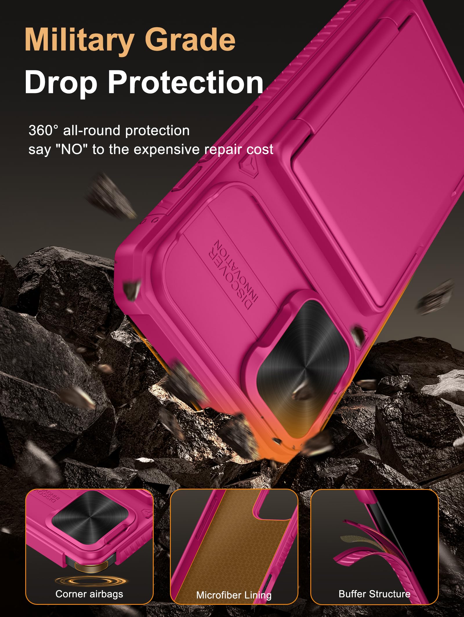 Vihibii For Iphone 16 Plus Case Wallet With Card Holder (4 Cards) [Rfid Blocking] & Slide Camera Cover & Raised Edges Protect Sc