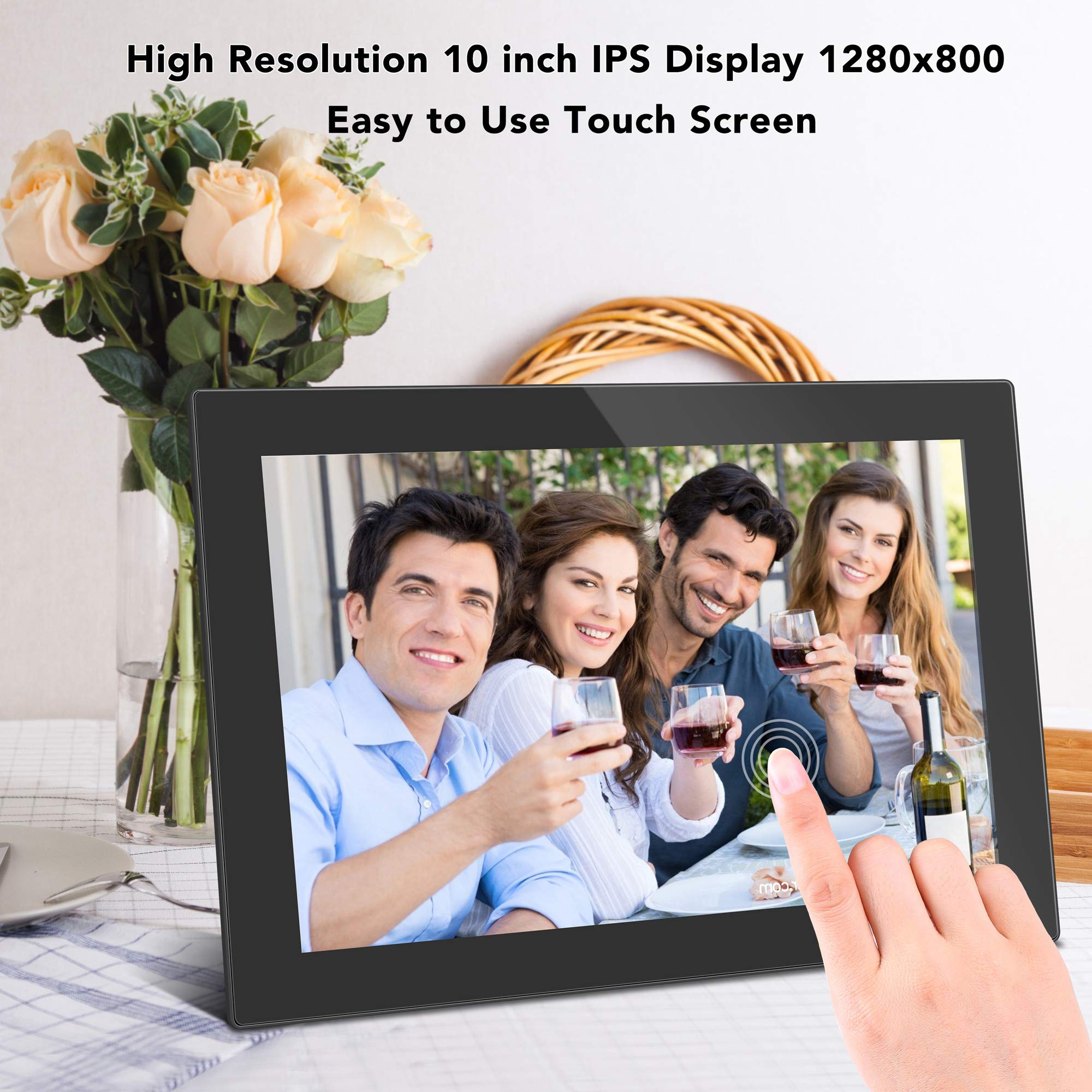 Feelcare Digital Wifi Picture Frame 10 Inch, Send Photos Or Videos From Anywhere, 16Gb Storage,1280X800 Ips Hd Display,Touchscre