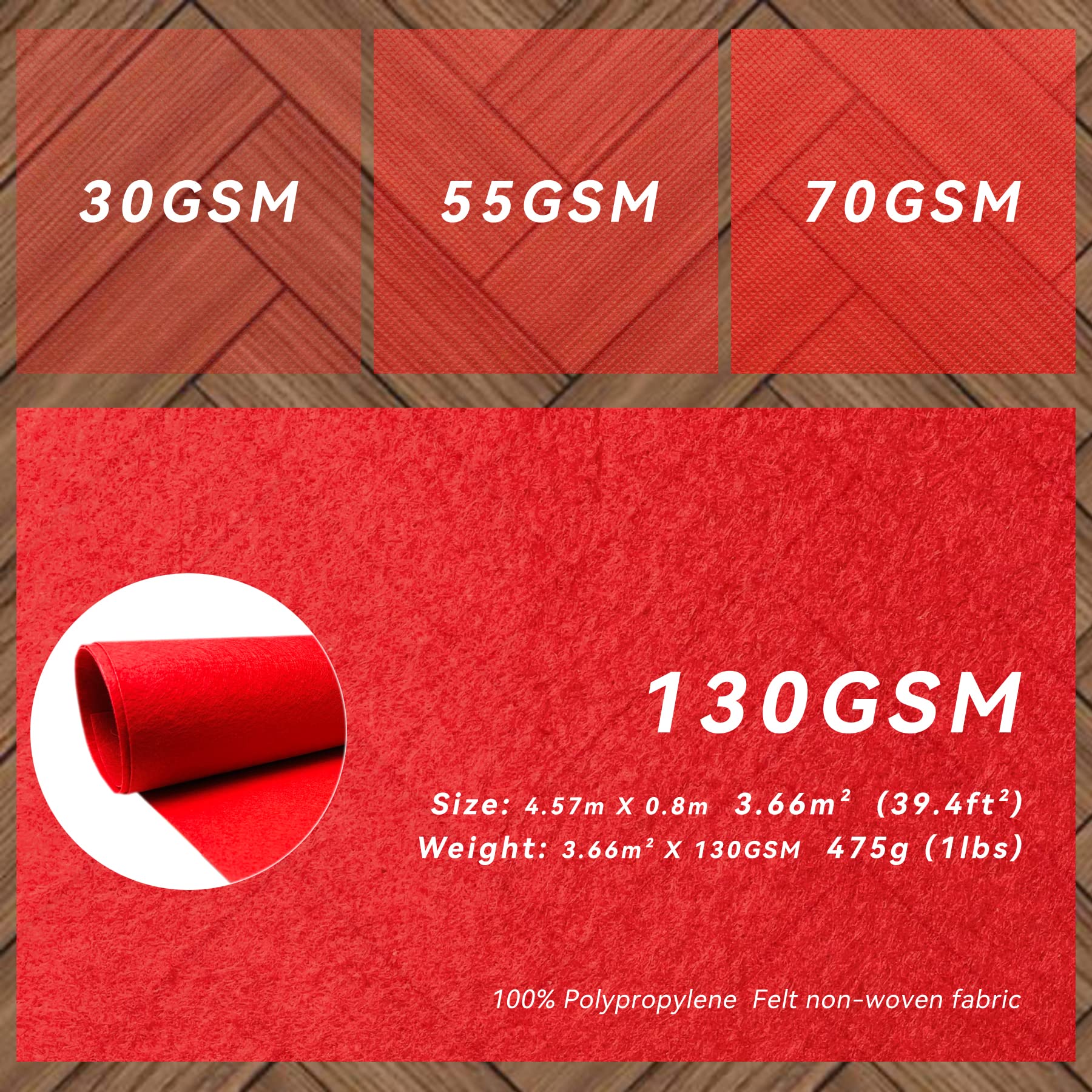 Ezlucky Red Carpet Runner For Party, 2.6X15 Ft, 130 Gsm Felt Non Woven Fabric, Hollywood Red Carpet For Event, Aisle Runner For