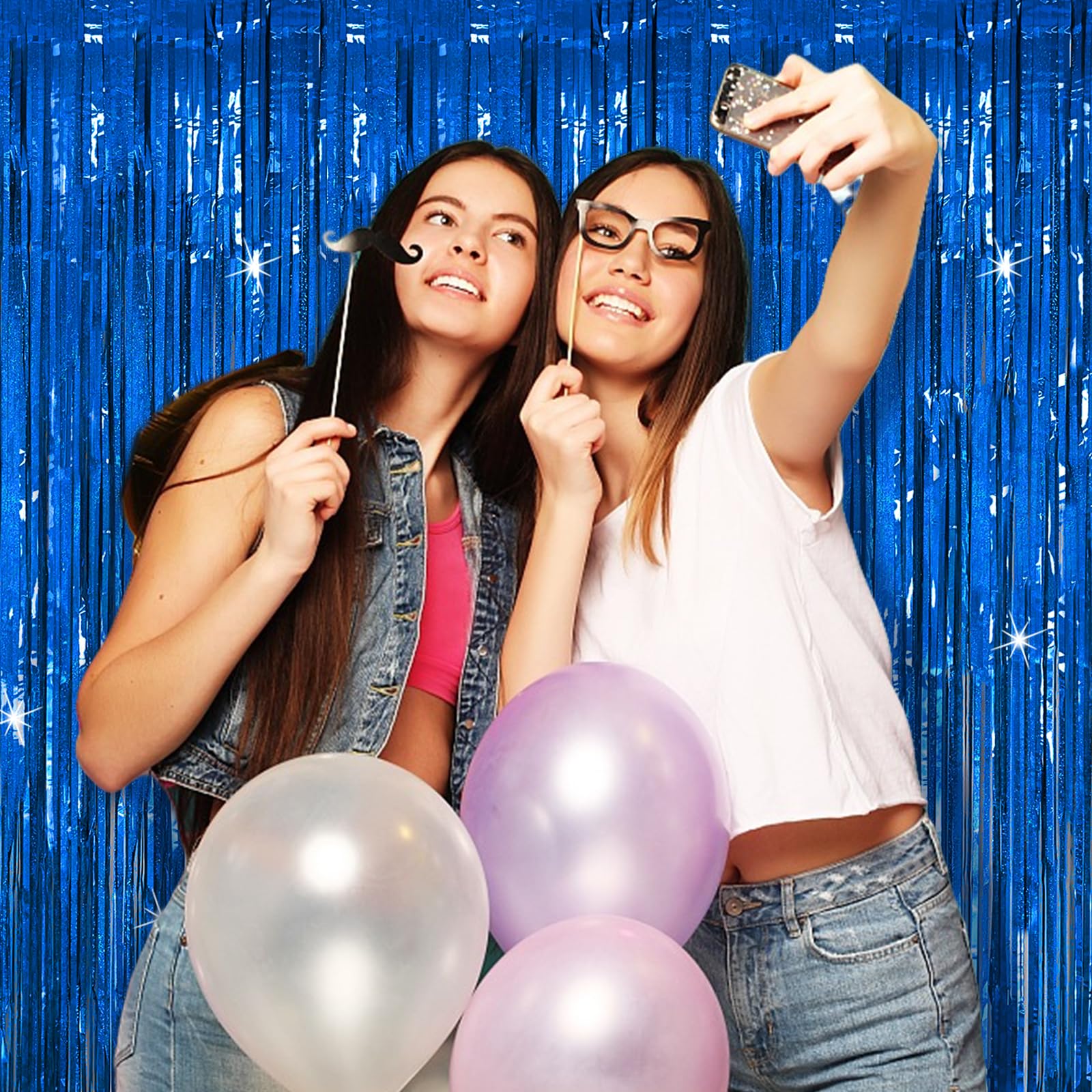 3 Pack Blue Backdrop Curtain Tinsel Streamers Ocean Themed Decor Birthday Party Decorations Foil Fringe Backdrop Graduation Baby