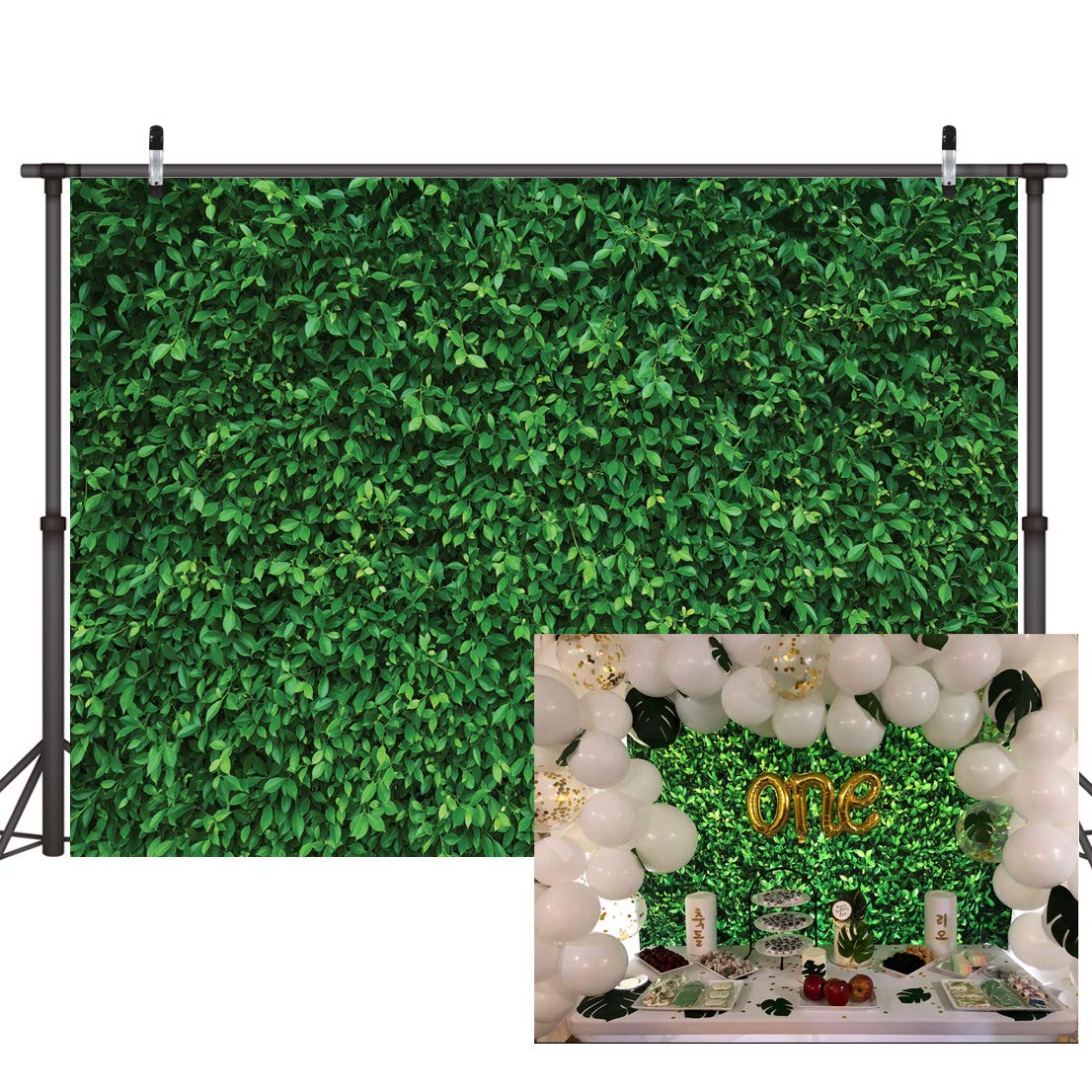 Lywygg 5X3Ft Green Leaves Photography Backdrops Mmicrofiber Nature Backdrop Birthday Background For Birthday Party Seamless Phot