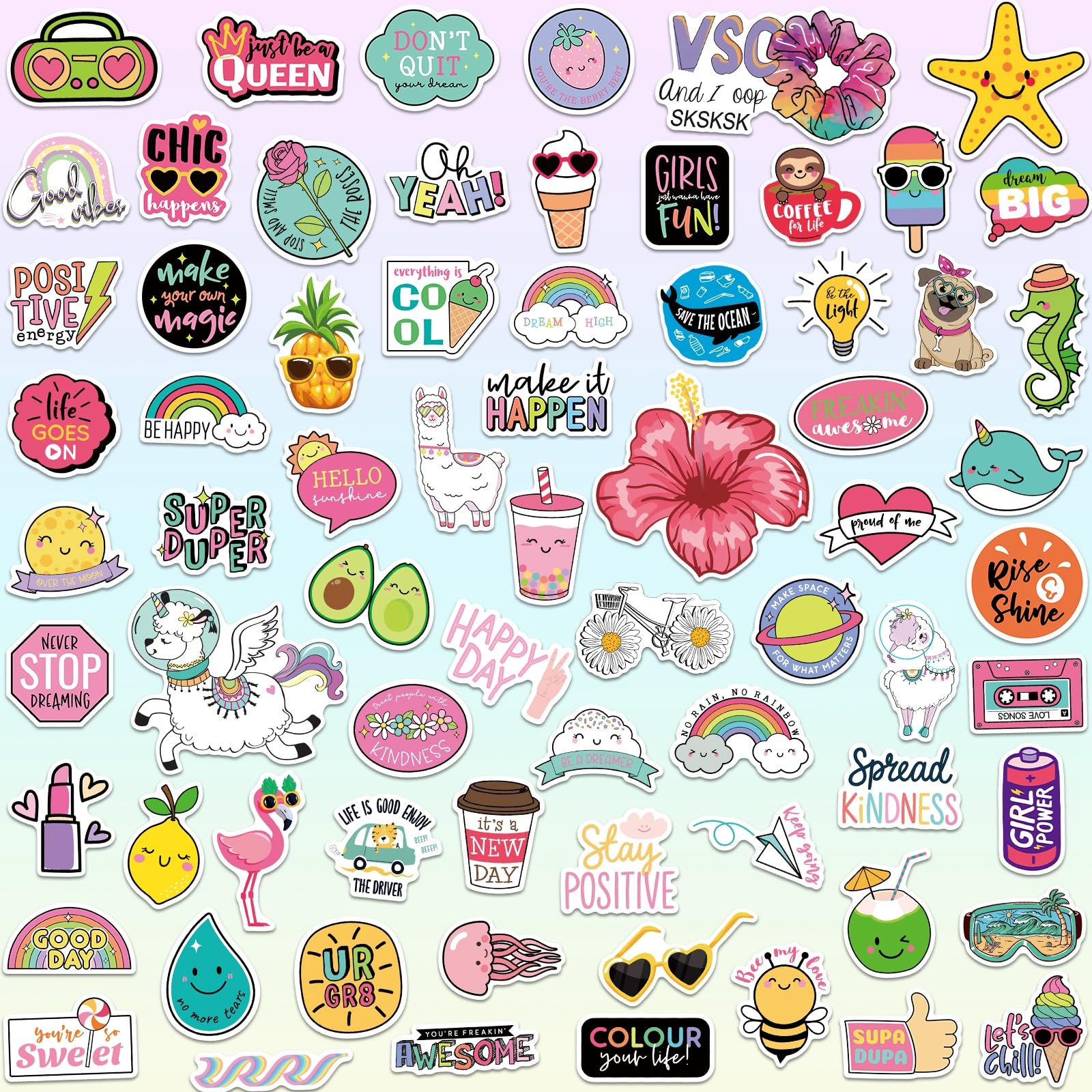 145Pcs Water Bottle Stickers For Girls Teens Kids Waterproof Inspirational Vsco Vinyl Stickers For Laptop Skateboard Aesthetic T