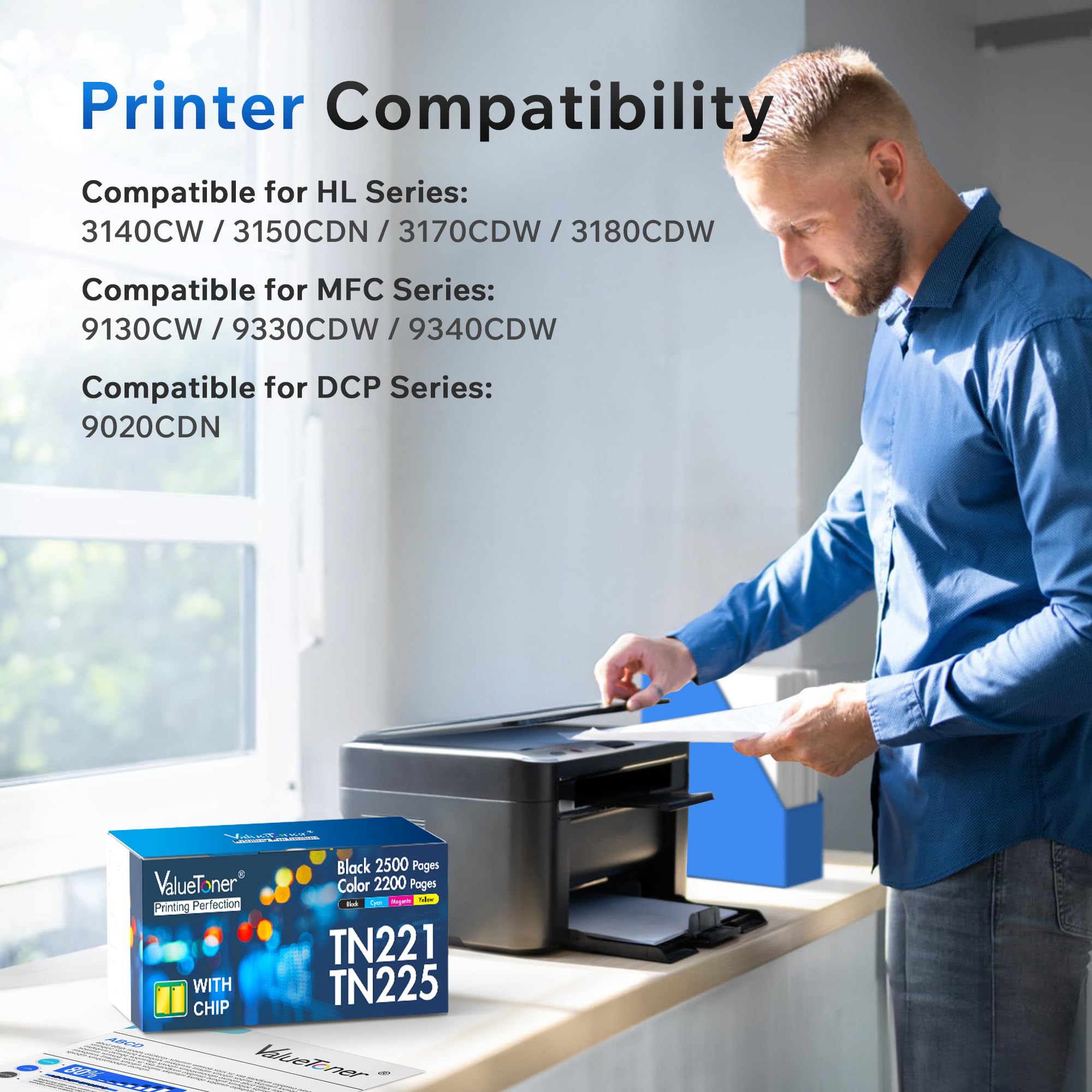 Valuetoner Compatible Toner For Brother Tn221 Tn225 Toner Cartridges Tn 221 Tn 225 For Brother Mfc 9130Cw Hl 3170Cdw Hl 3140Cw M