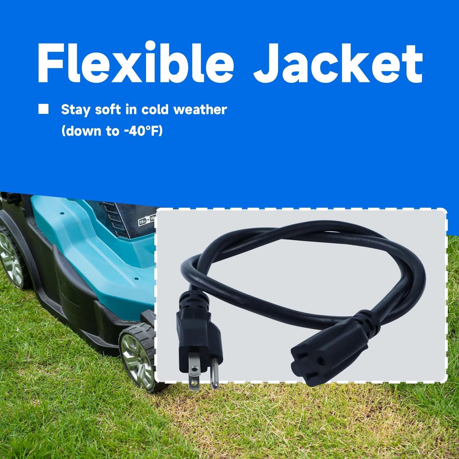Ultra Explorer Black Outdoor Extension Cord 10 Ft, 12/3 Sjtw Heavy Duty Black Extension Cable With 3 Prong Grounded Plug   Power
