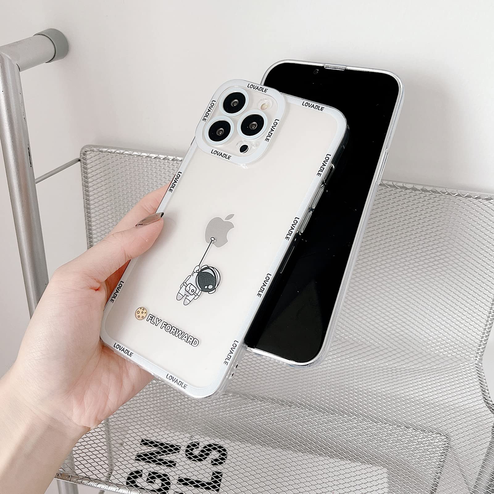 Yonds Queen For Iphone 13 Pro Max Clear Case, Cute Cool Cartoon Astronaut Fly Planet Moon Design Stylish Soft Tpu Bumper Shockpr