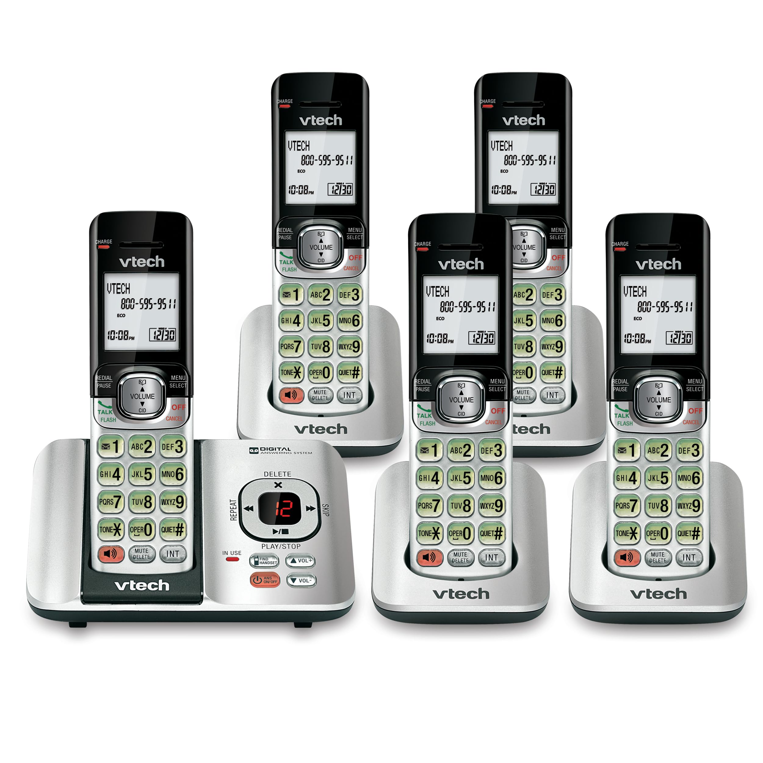 Vtech Cs6529 5 5 Handset Dect 6.0 Cordless Phone With Answering System, Caller Id/Call Waiting, Wall Mountable, Lcd Screen, Hand