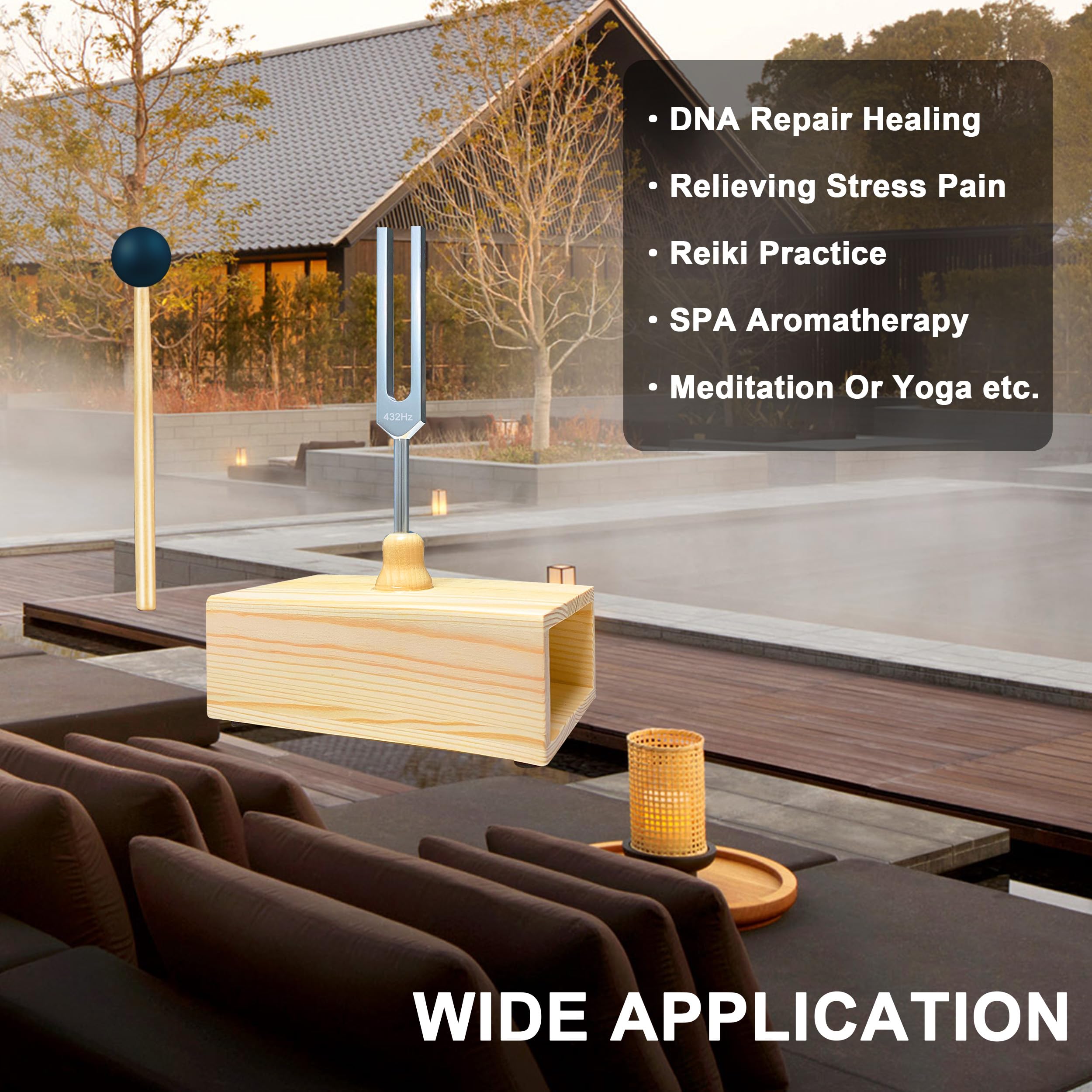 Lrowvenu 432 Hz Tuning Fork With Resonance Box, Aluminum Alloy, Wooden Speaker, Ideal For Sound Healing, Spa Aromatherapy, Tunin