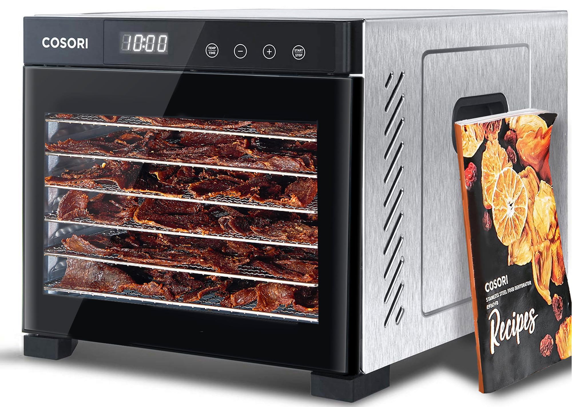 Cosori Food Dehydrator For Jerky, Large Drying Space With 6.48Ft, 600W Dehydrator Machine, 6 Stainless Steel Trays, 48H Timer, 1