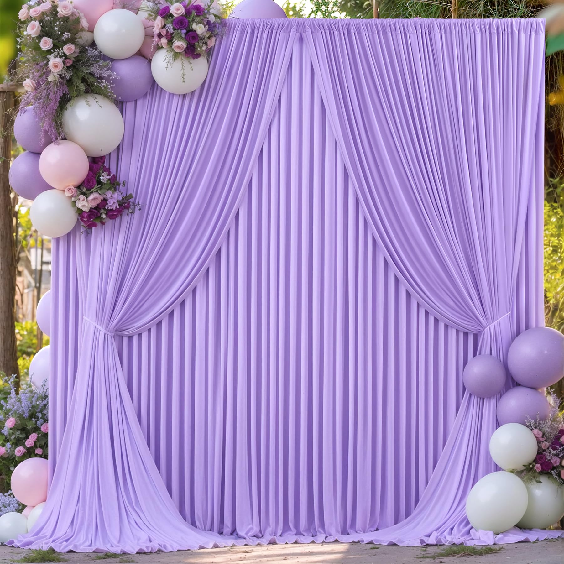 4 Panels Lavender Backdrop Curtain For Parties Wedding Light Purple Wrinkle Free 20Ft X 10Ft Backdrop Drapes For Baby Shower Bir
