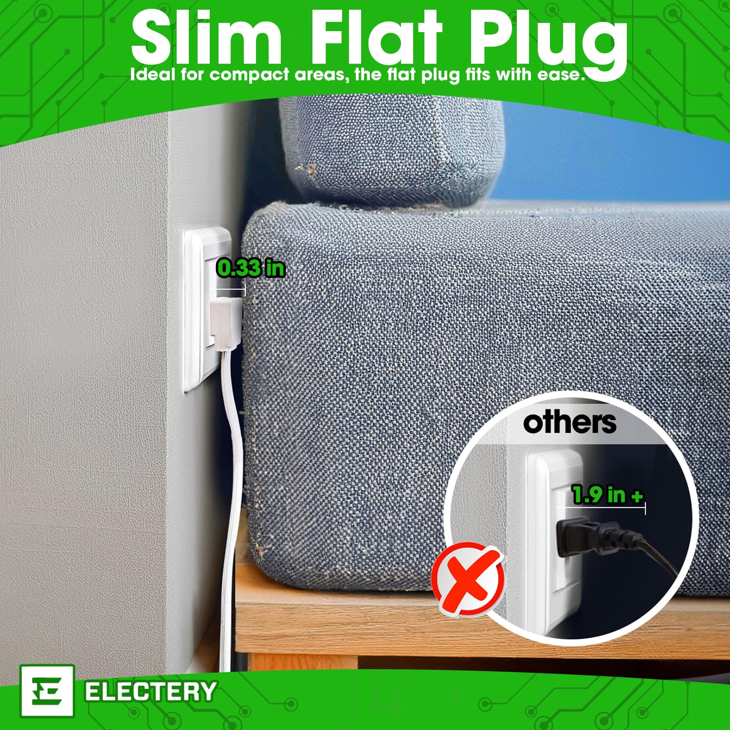 Heavy Duty Appliance Extension Cord, 14 Awg   3 Prong Grounded Flat Plug, White Power Wire For Indoor Air Conditioner And All Ma