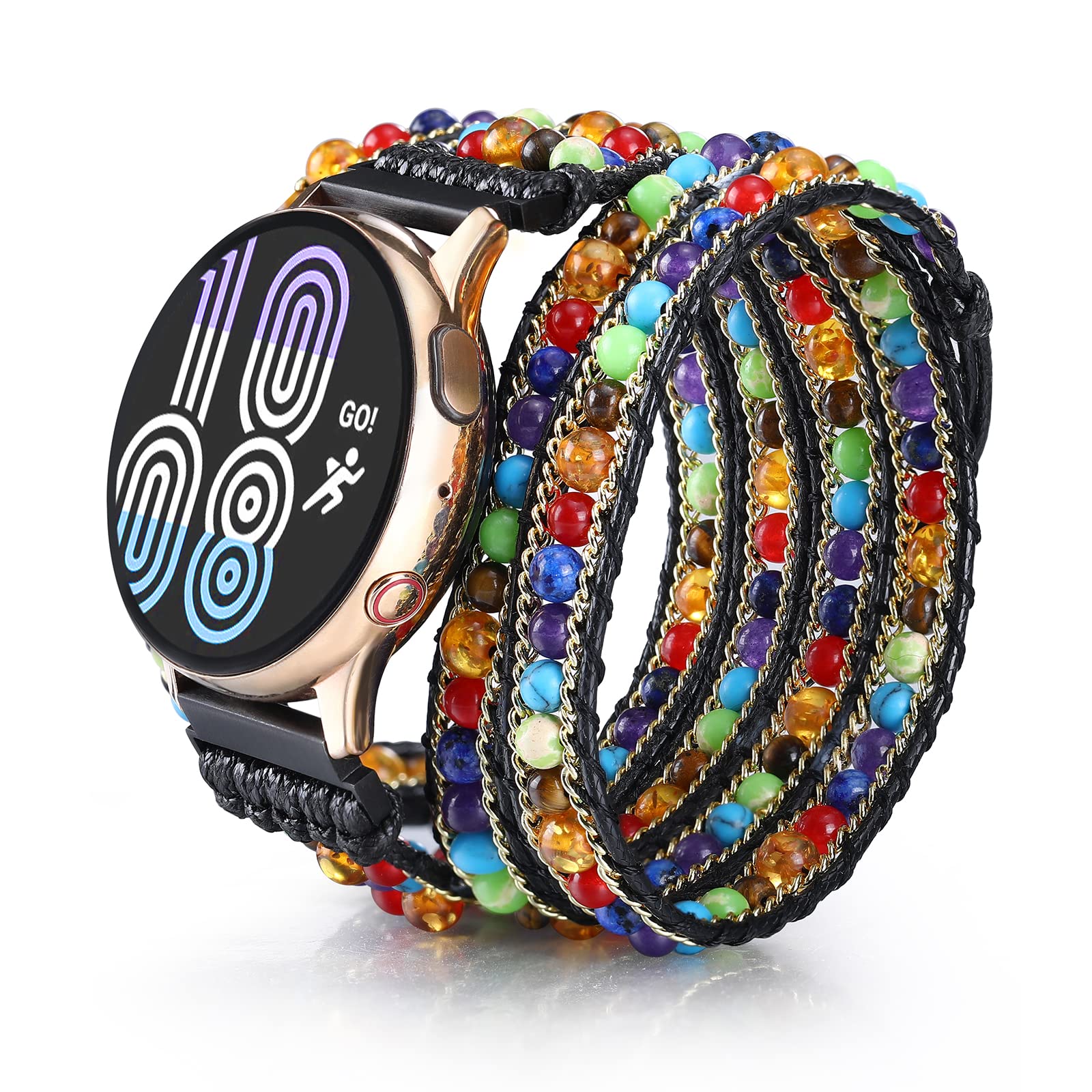 CHARMINGO 20mm Boho Beaded Watch Band Compatible with Samsung Galaxy Watch 7/6/4/5/Active 2 Watch Band 40mm 44mm/Galaxy Watch 5 