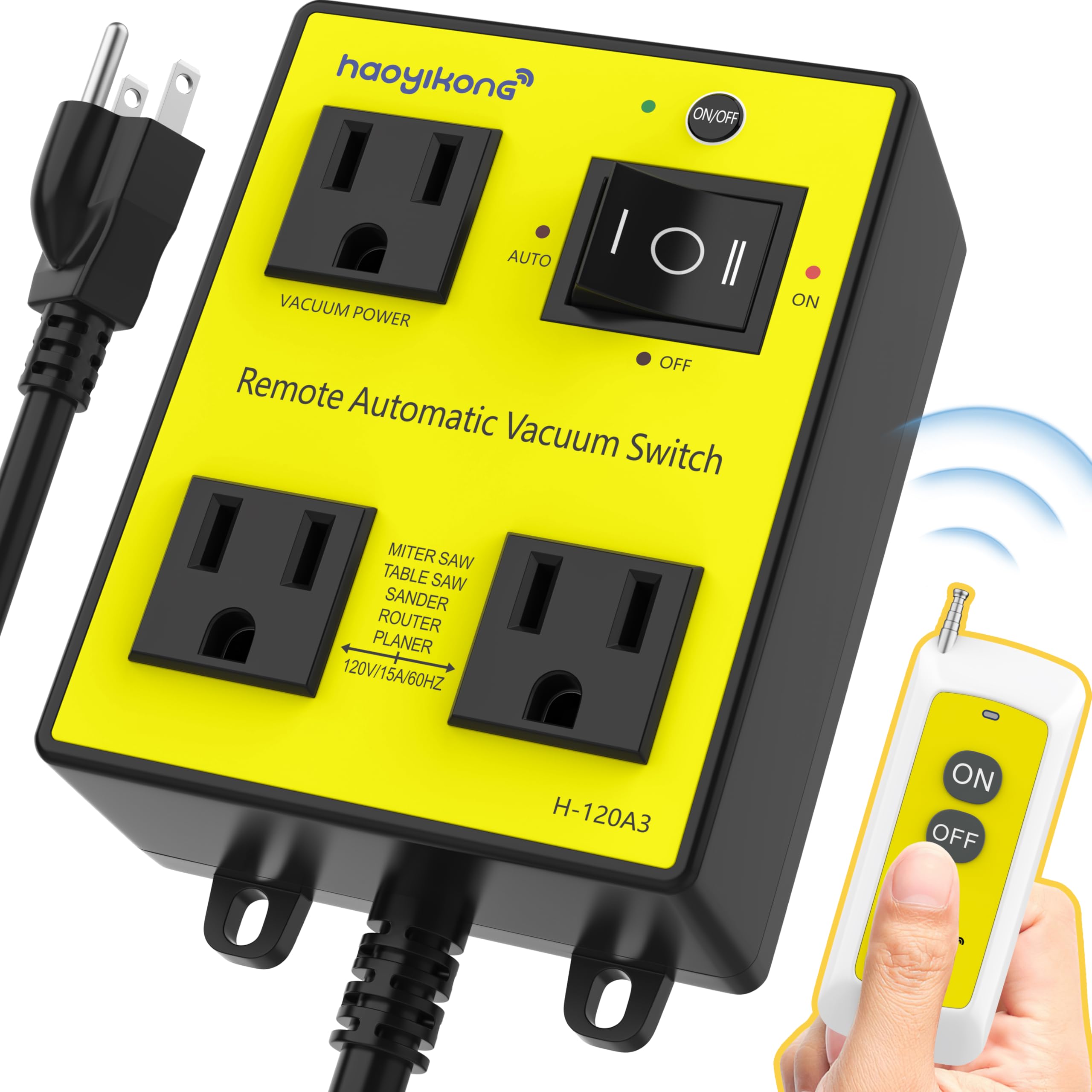 Automatic Vacuum Switch With Remote, Auto Vacuum Switch For Various Power Tools, Dust Collector On/Off Delay To Prevent Circuit
