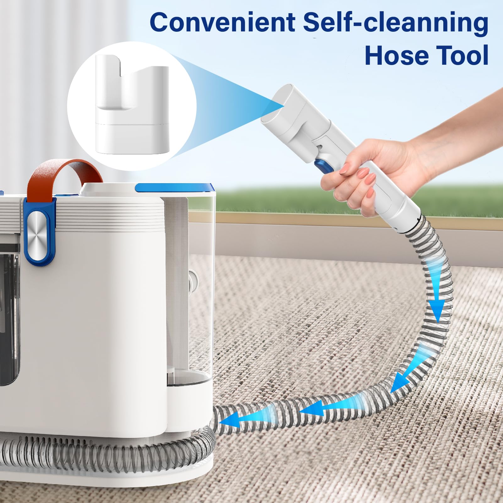 Wurese Portable Carpet Cleaner Machine, Carpet Shampooer, 15Kpa Upholstery Cleaner With 3 Tools, 54Oz Large Water Tank, 16.4Ft P