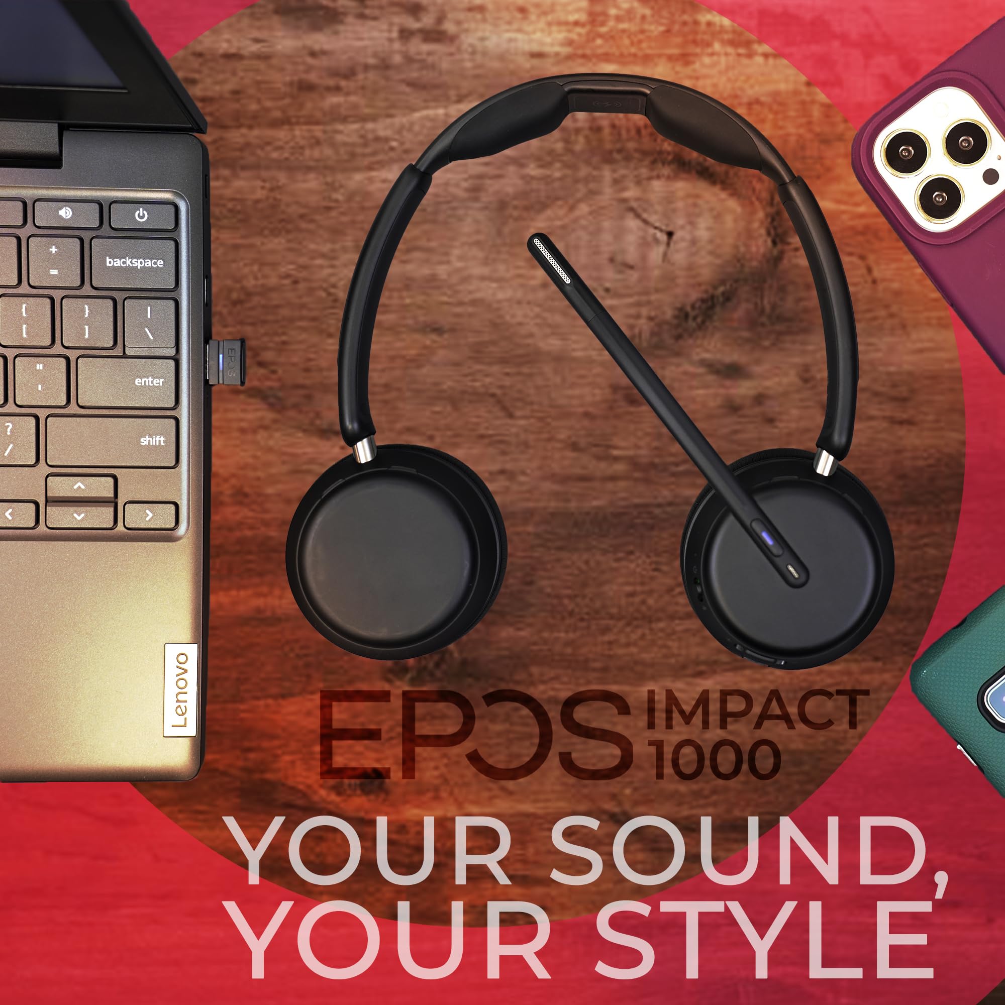 Epos Impact 1060 Anc Stereo Bluetooth Headset (Uc Version) Bundled With Global Teck Gold Support Plan And Microfiber Cloth   For