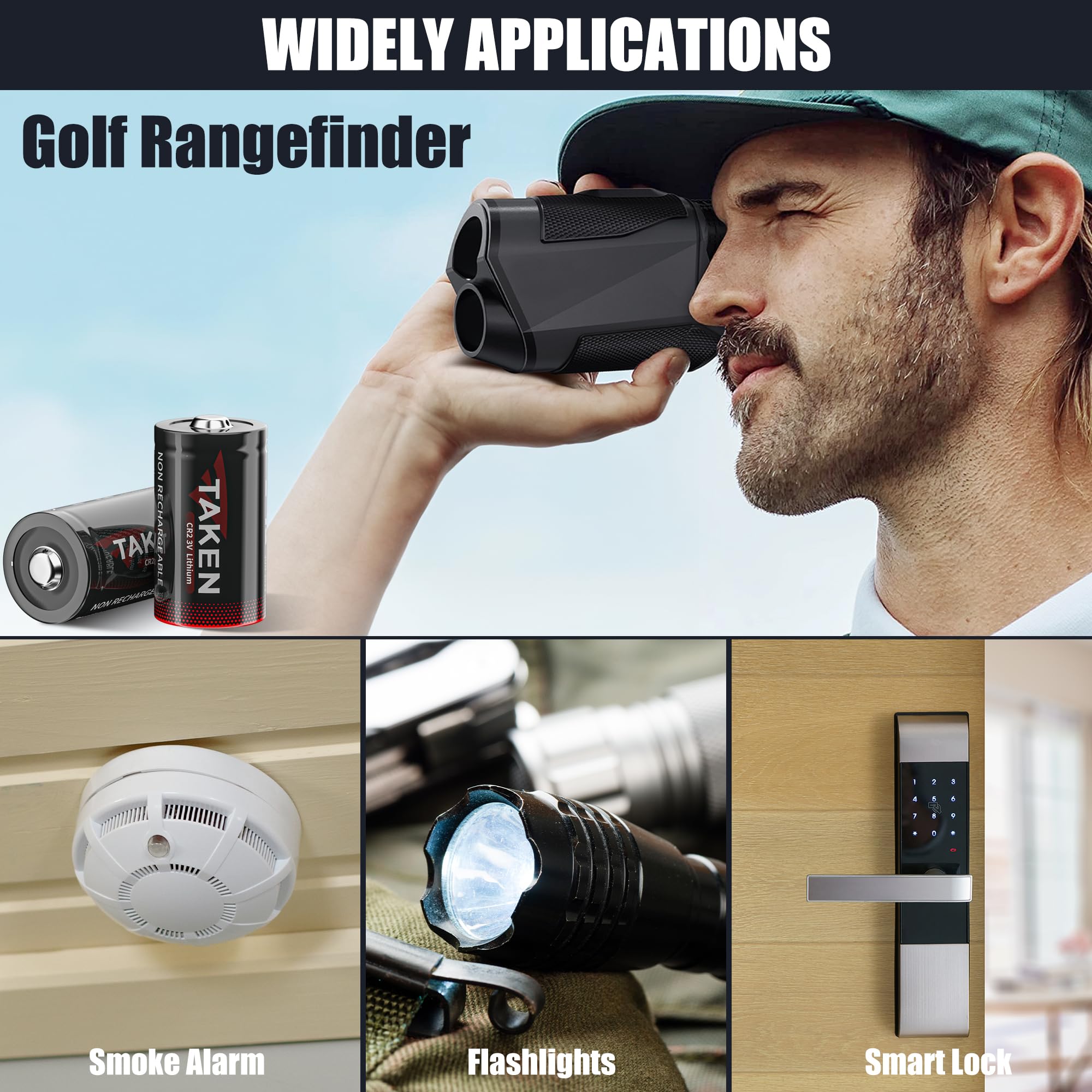 Taken Cr2 Battery For Golf Rangefinder, 2 Pack Cr2 3V Lithium Battery 850Mah Non Rechargeable?10 Year Shelf Life? Not For Arlo C