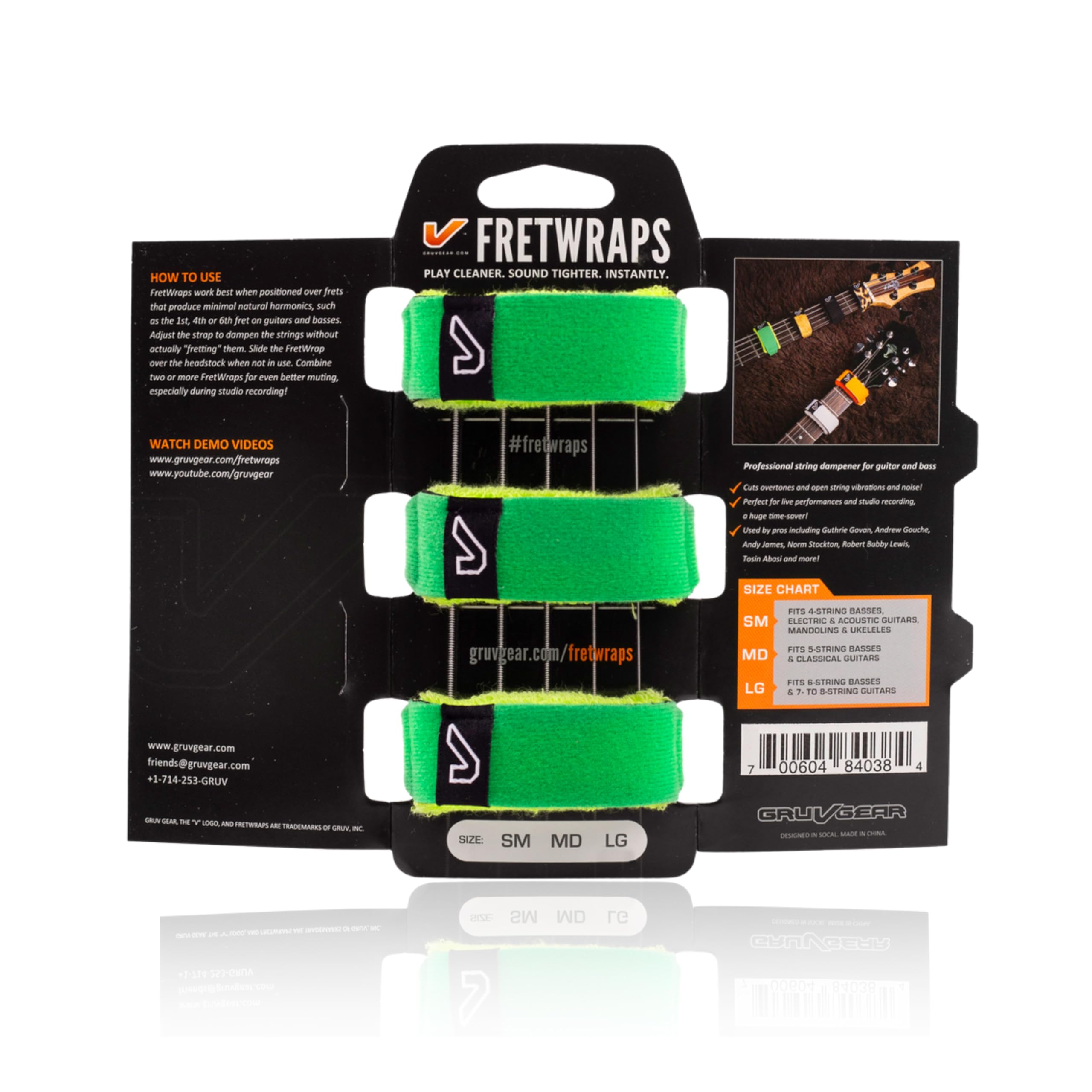 Gruv Gear Fretwraps Hd 3 Pack''Leaf'' Guitar String Muters, Green, Large