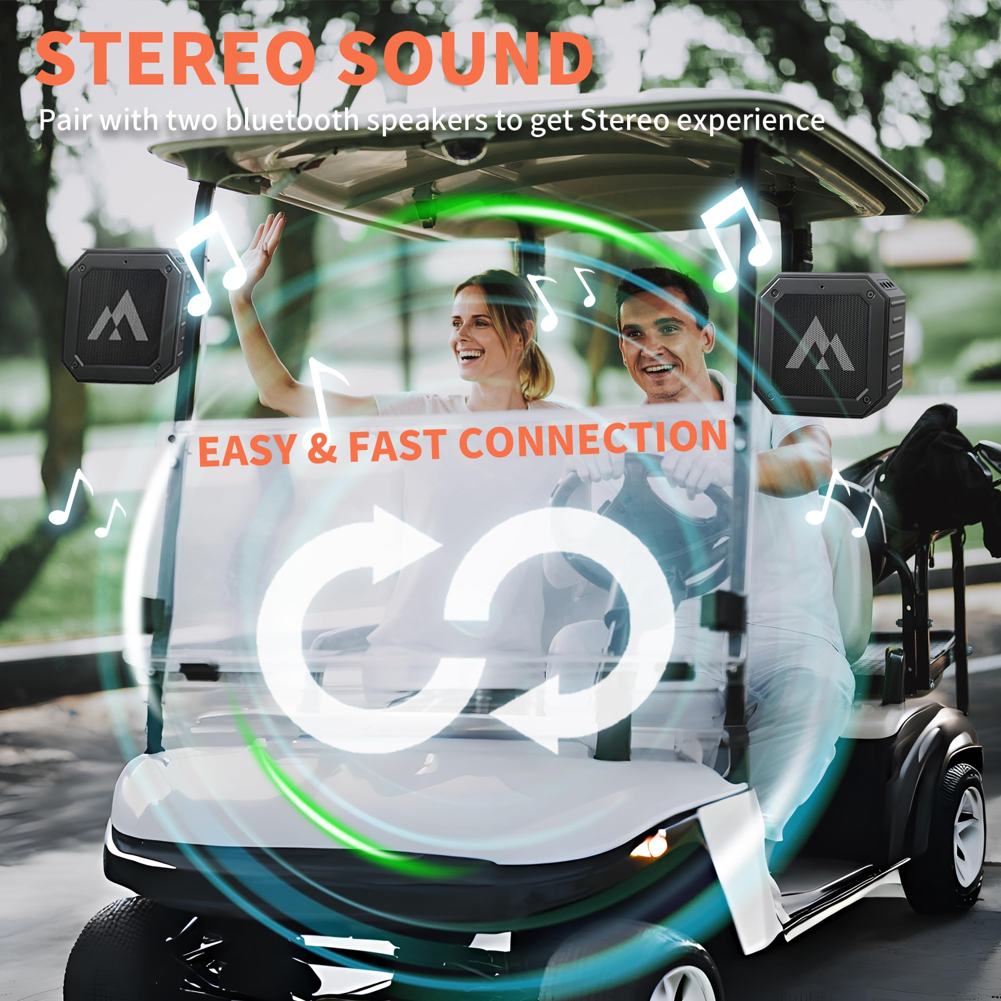 Magolfin Magnetic Golf Speaker With Storage Case, Ipx7 Portable Golf Cart Speaker 24H Playtime, 18W Loud Stereo Sound Magnetic B