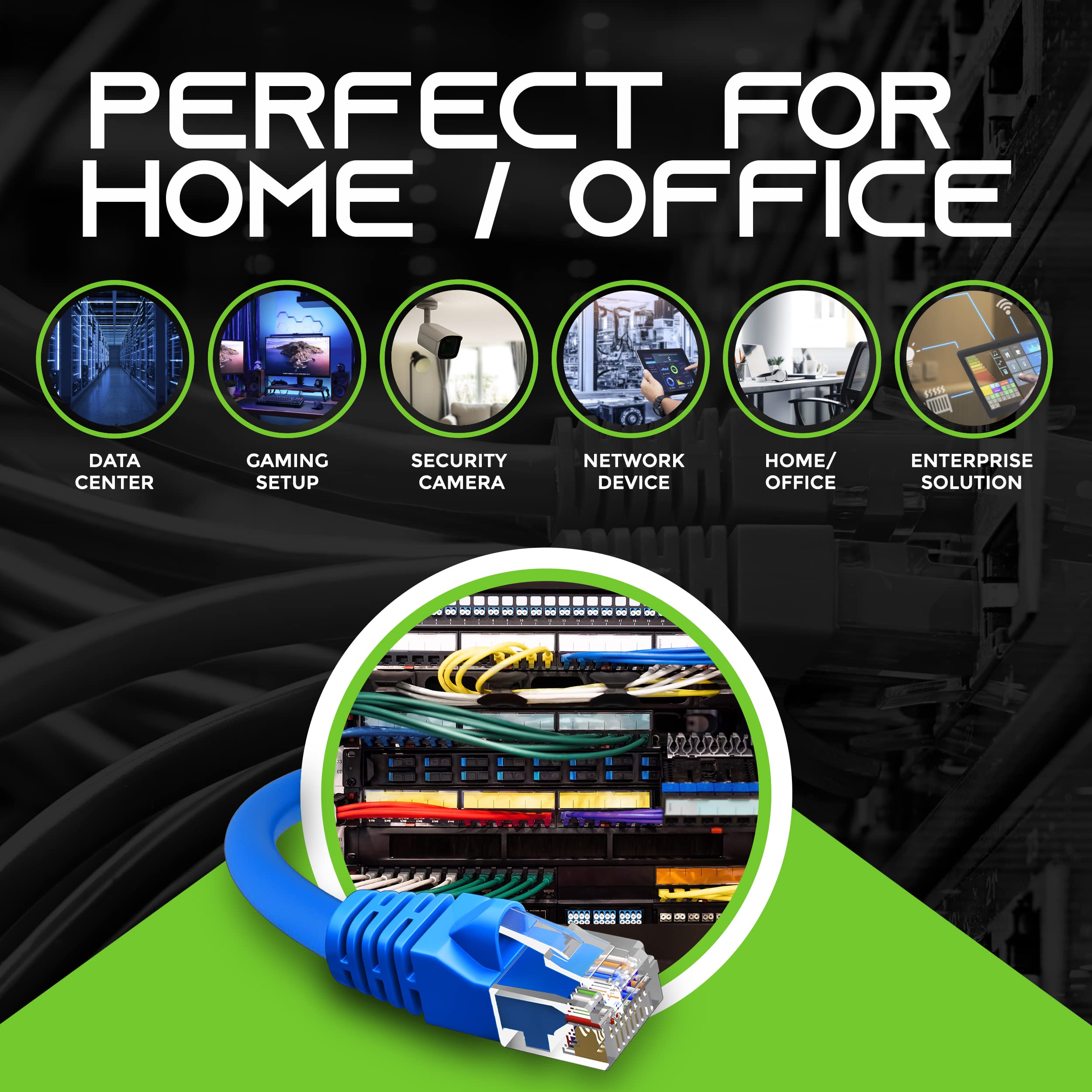 Gearit 20 Pack, Cat5E Ethernet Patch Cable 2 Feet   Snagless Rj45 Computer Lan Network Cord, Blue