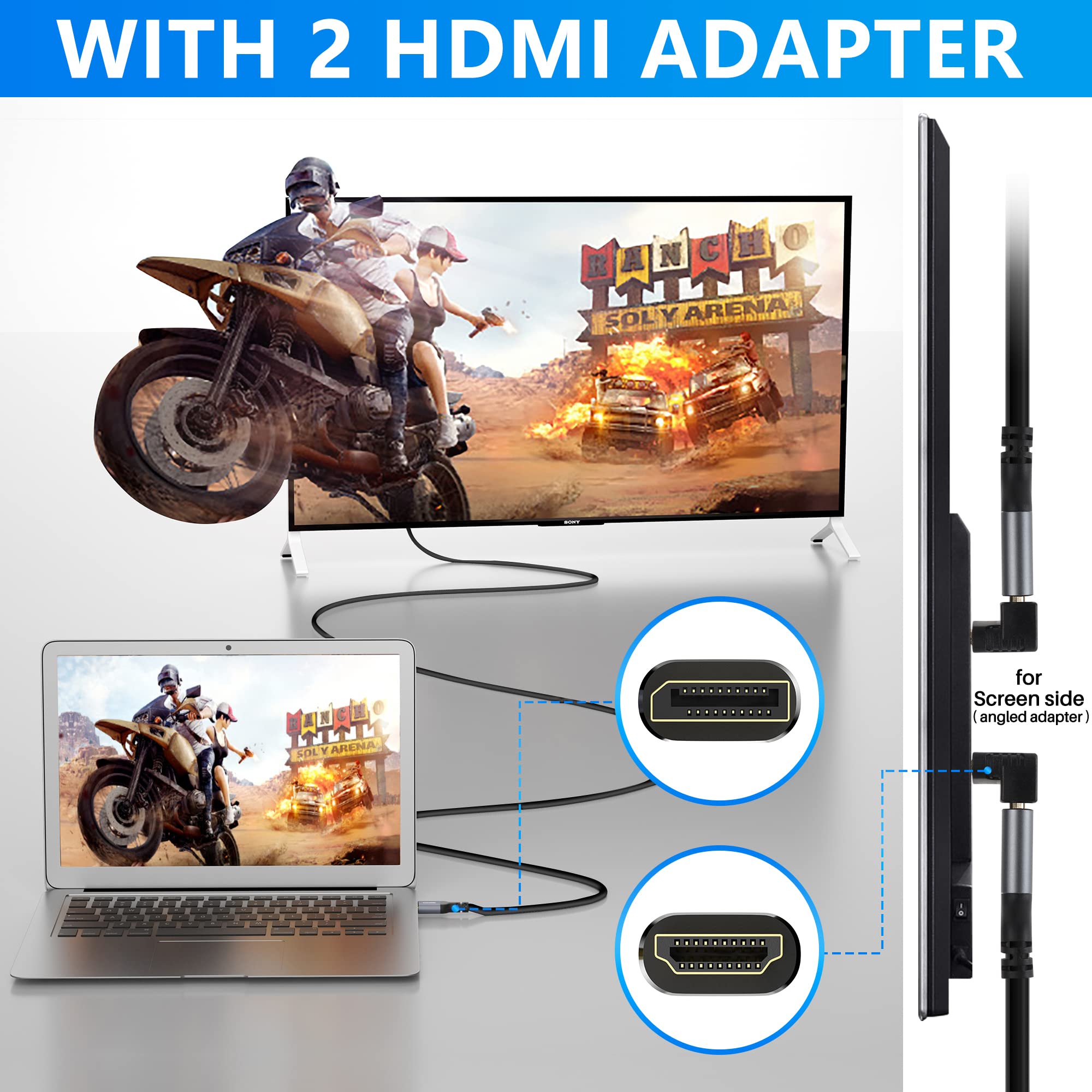4K Displayport To Hdmi Cable 35Ft, 4K@60Hz Hdr, High Speed Active Display Port To Hdmi Cable Uhd Converter, Uni Directional Cord