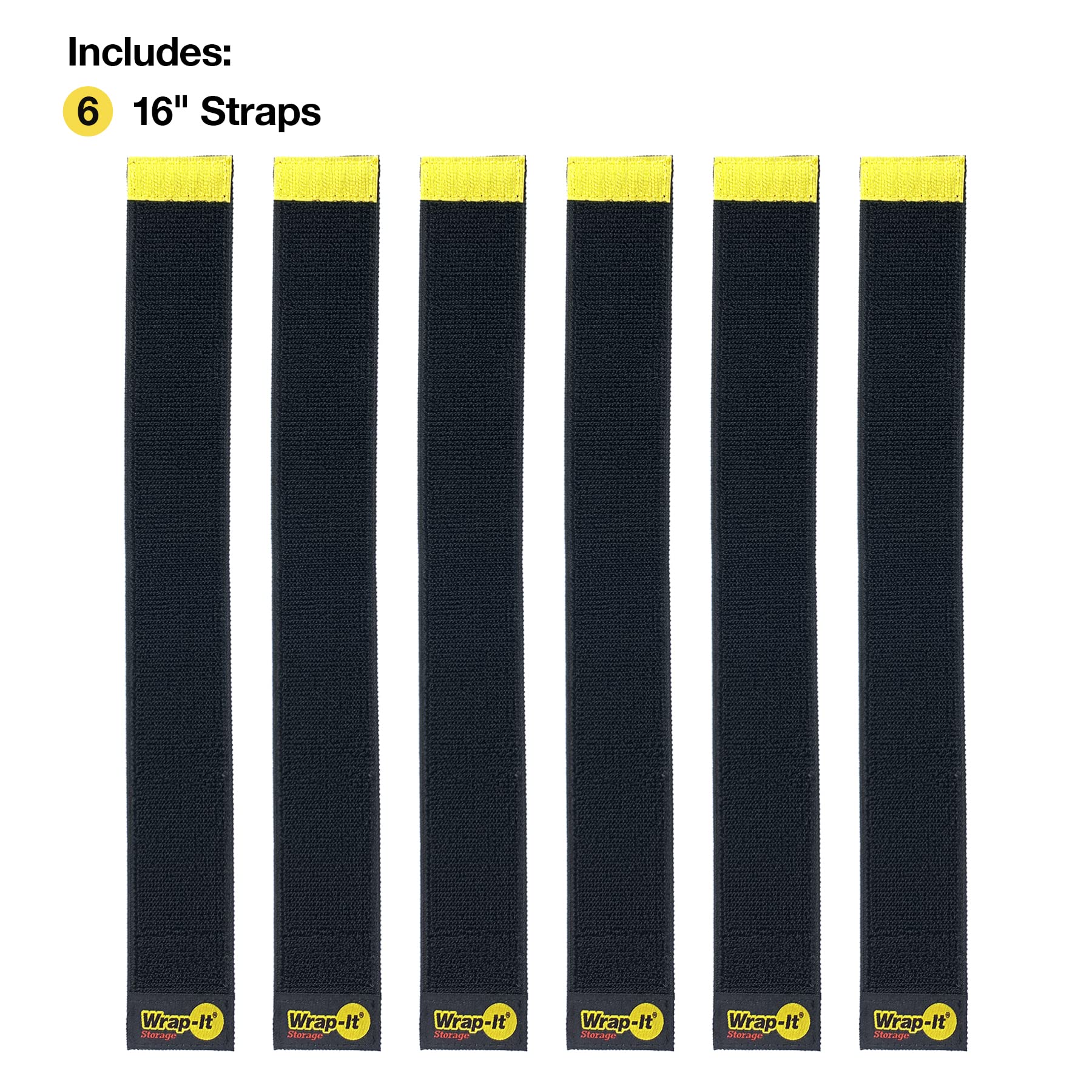 Selfie Straps By Wrap It Storage, 16 Inch (6 Pack), Black   Stretchy Hook And Loop Cord Organizer That Stays Attached To Cord Fo