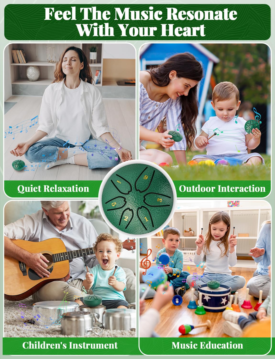 Steel Tongue Drum: 3 Inch 6 Notes Rain Drum For Outdoor Use, Hang Drum Instrument, Handpan Drum For Kids, Sound Healing Meditati