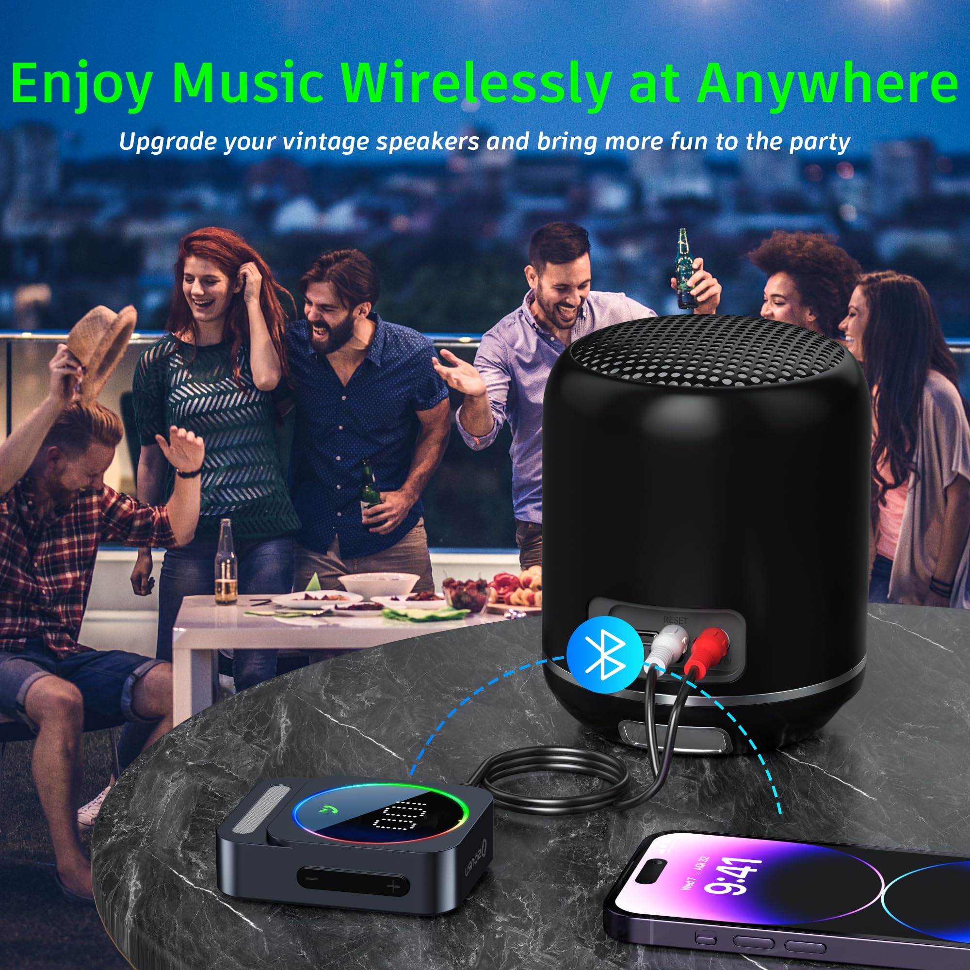 Bluetooth Aux Adapter, Sonru Bluetooth 5.3 Receiver For Car, Wireless Audio Receiver For Car/Home Stereo/Wired Headphones/Speake