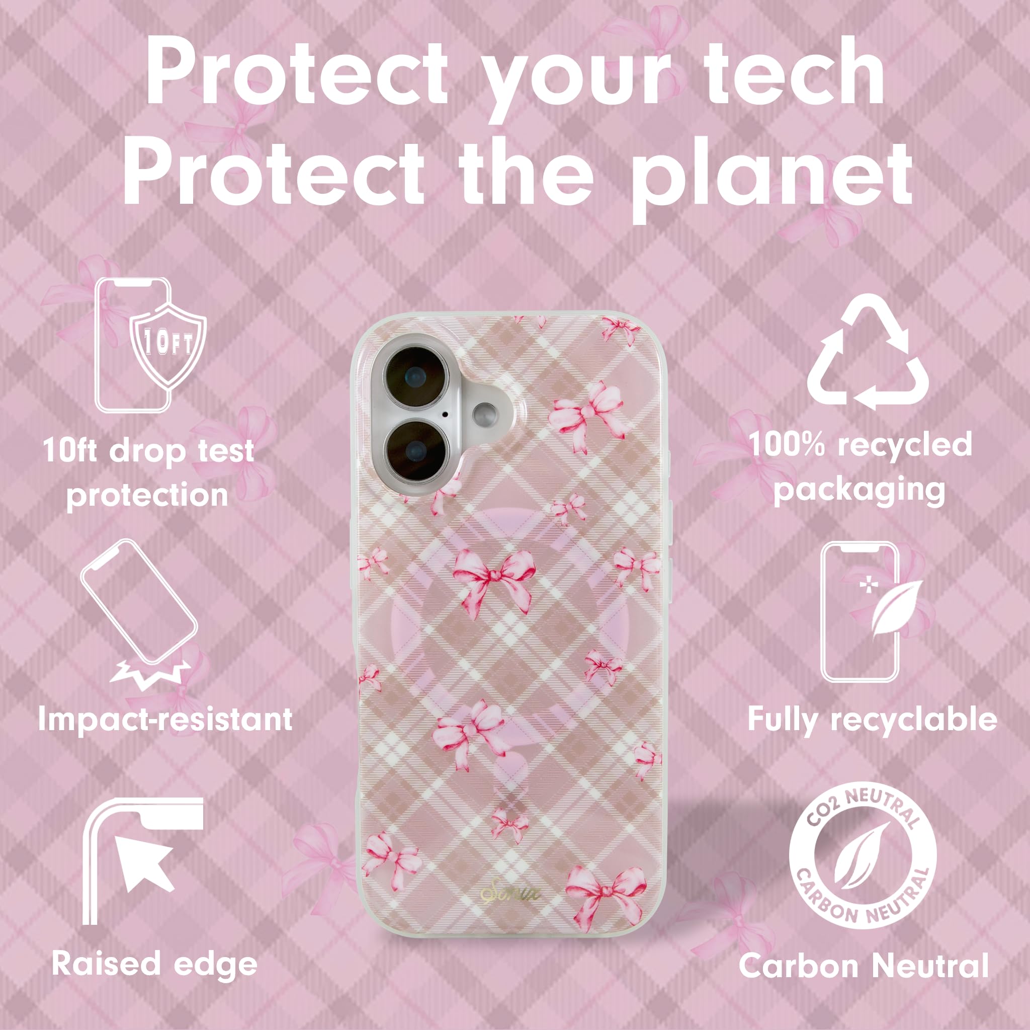 Sonix Case For Iphone 16 | Compatible With Magsafe | 10Ft Drop Tested | Bows | Clueless Pink