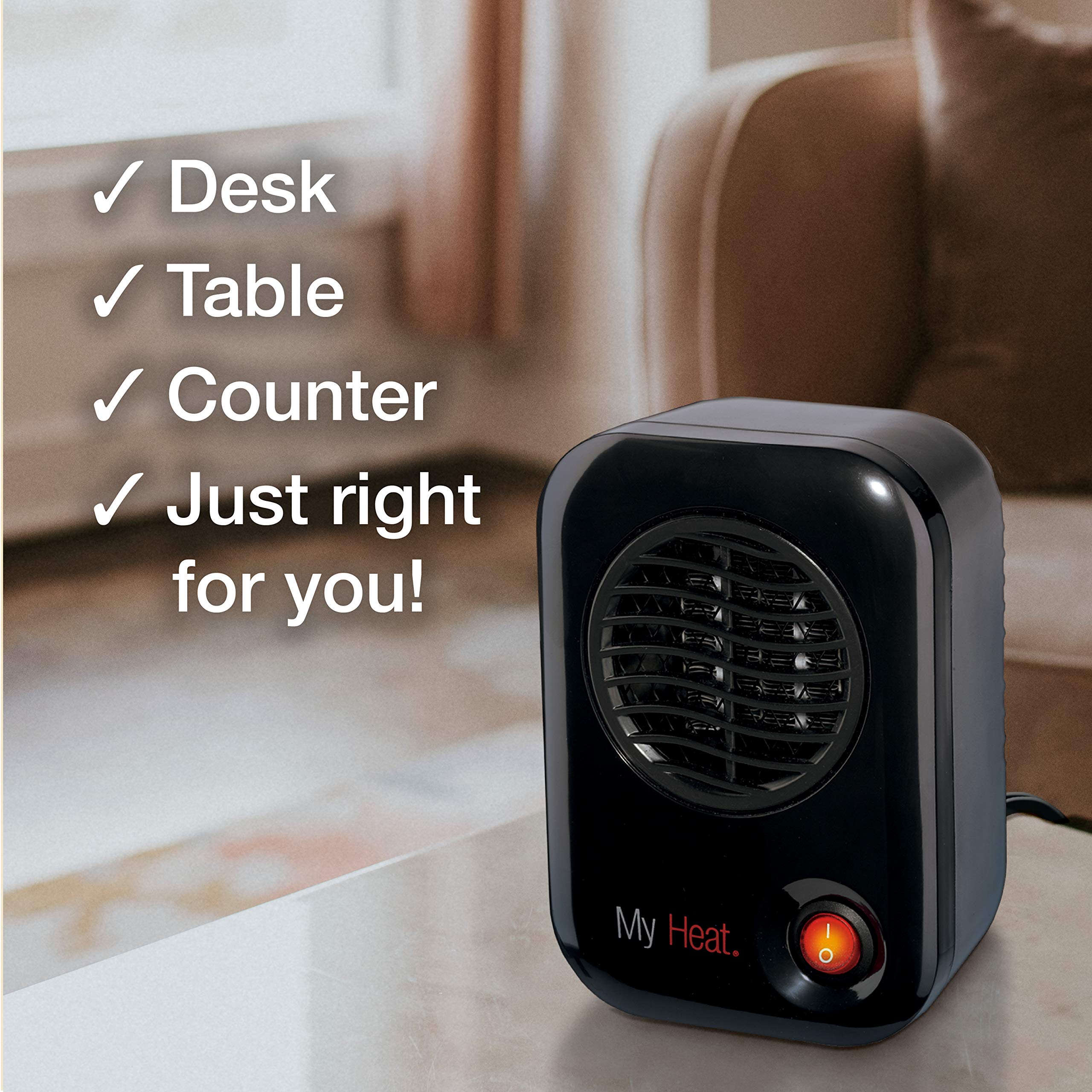 Lasko Myheat Personal Mini Space Heater For Home With Single Speed, 6 Inches, Black, 200W, 100