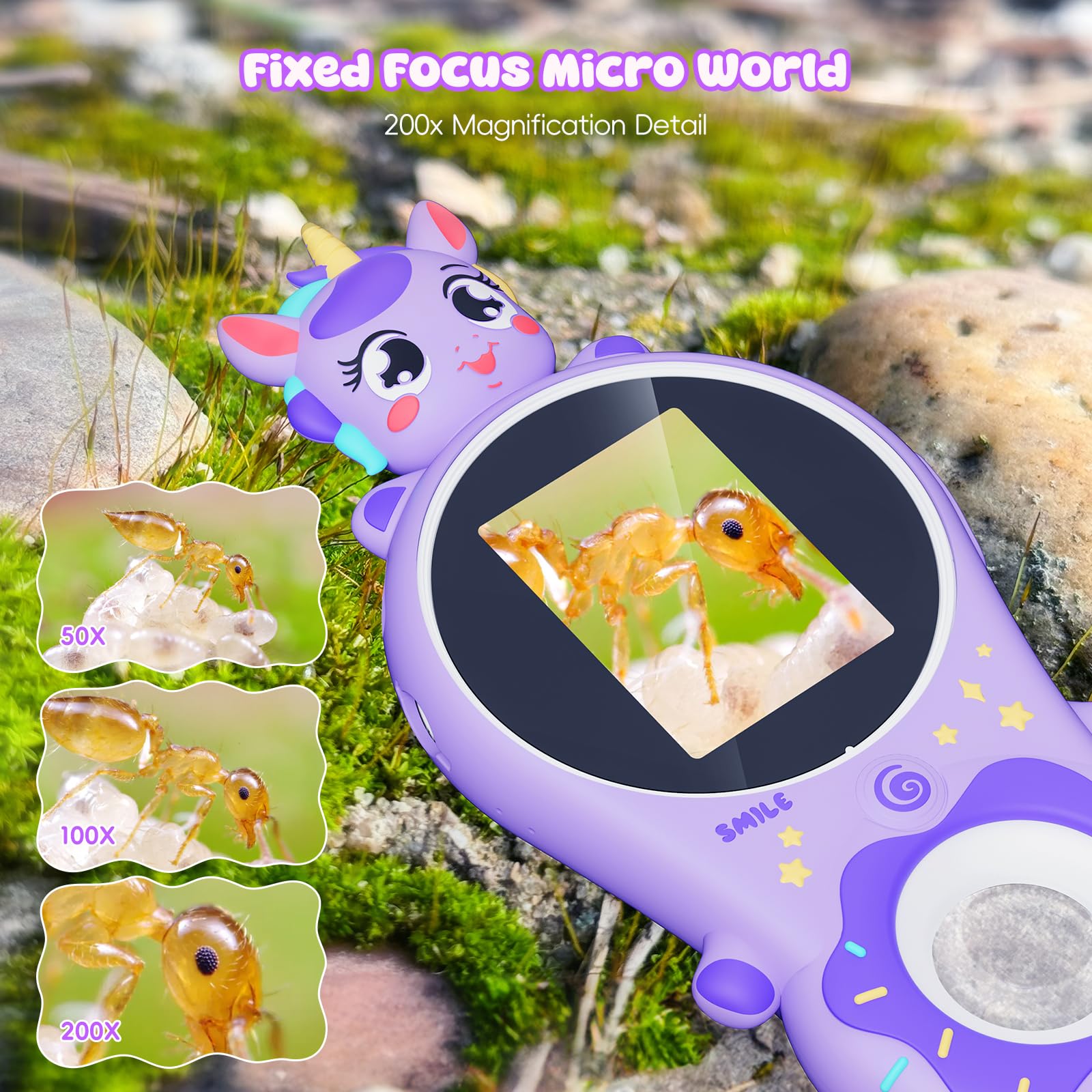 Purple Kids Microscope Mini Handheld Digital Toy Microscope,Biological Microscopes For Kids Educational Science Toys,Christmas B