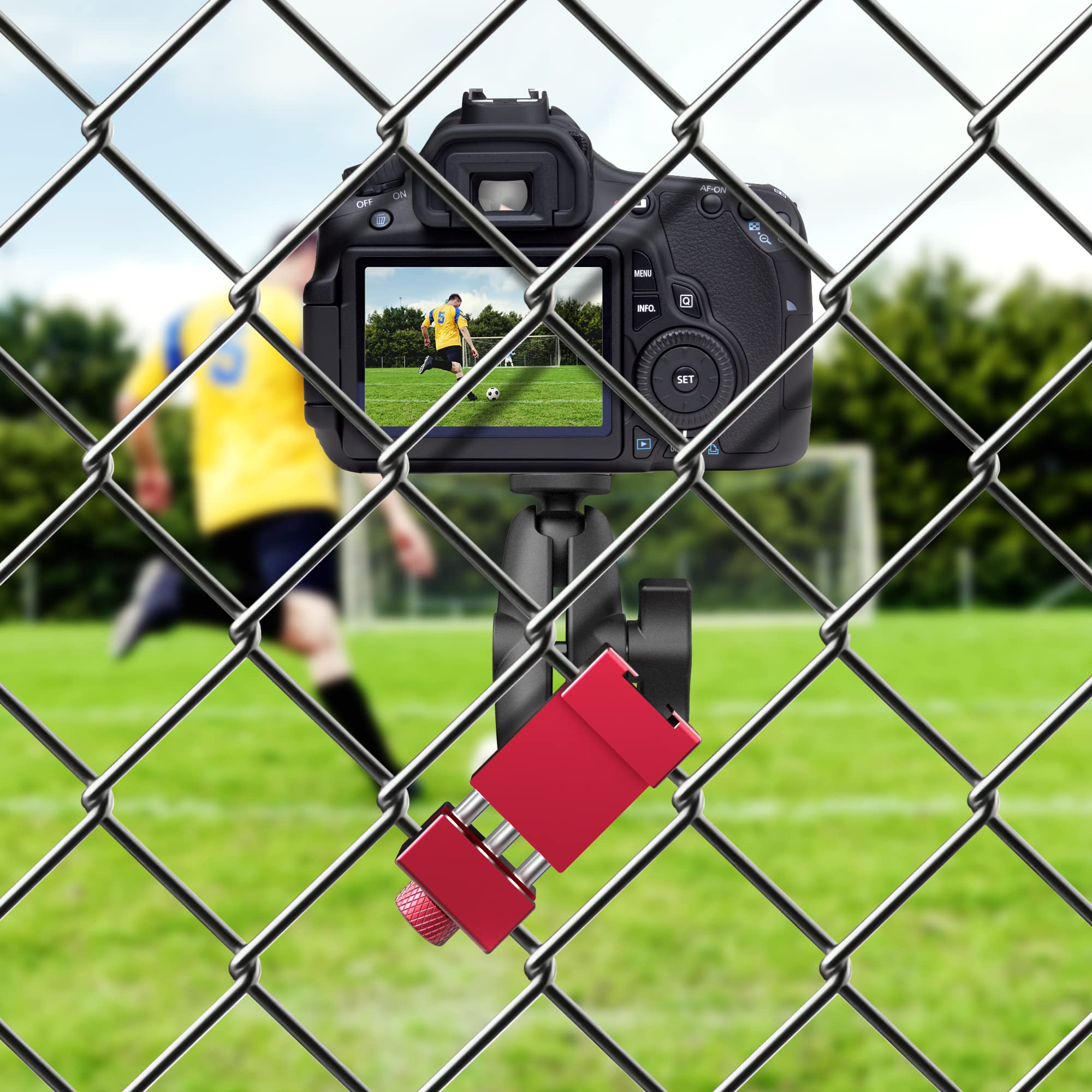 Upgraded Aluminum Fence Mount   Iphone Fence Mount Compatible With Gopro 12 11 10 9, Cellphone, Mevo Start, Dji Osmo Pocket 3 For Softball,Tennis, Baseball, Football, Net/Chain Link Games Recording
