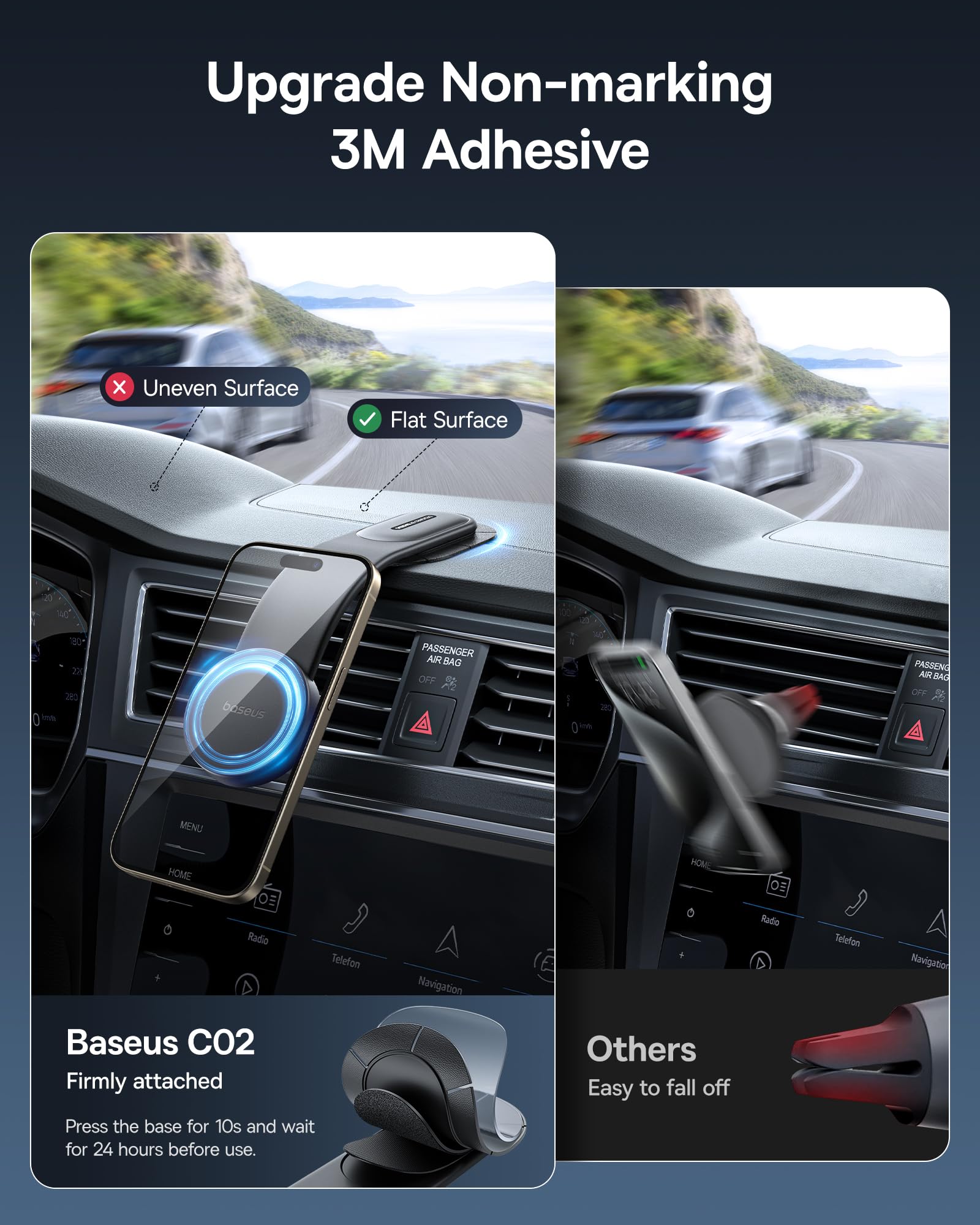 Baseus For Magsafe Car Mount, 25N Magnetic Phone Holder For Car, Cell Phone Car Mount Compatible With Iphone 16 15 14 13 Pro Plu