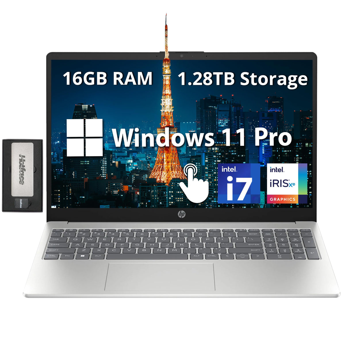 Hp 15.6'' Fhd Ips Touchscreen Laptop, Intel I7-1255U, 16Gb Ddr4 Ram, 1.28Tb Storage(1Tb Ssd+288Gb Docking Station Set), Intel Ir
