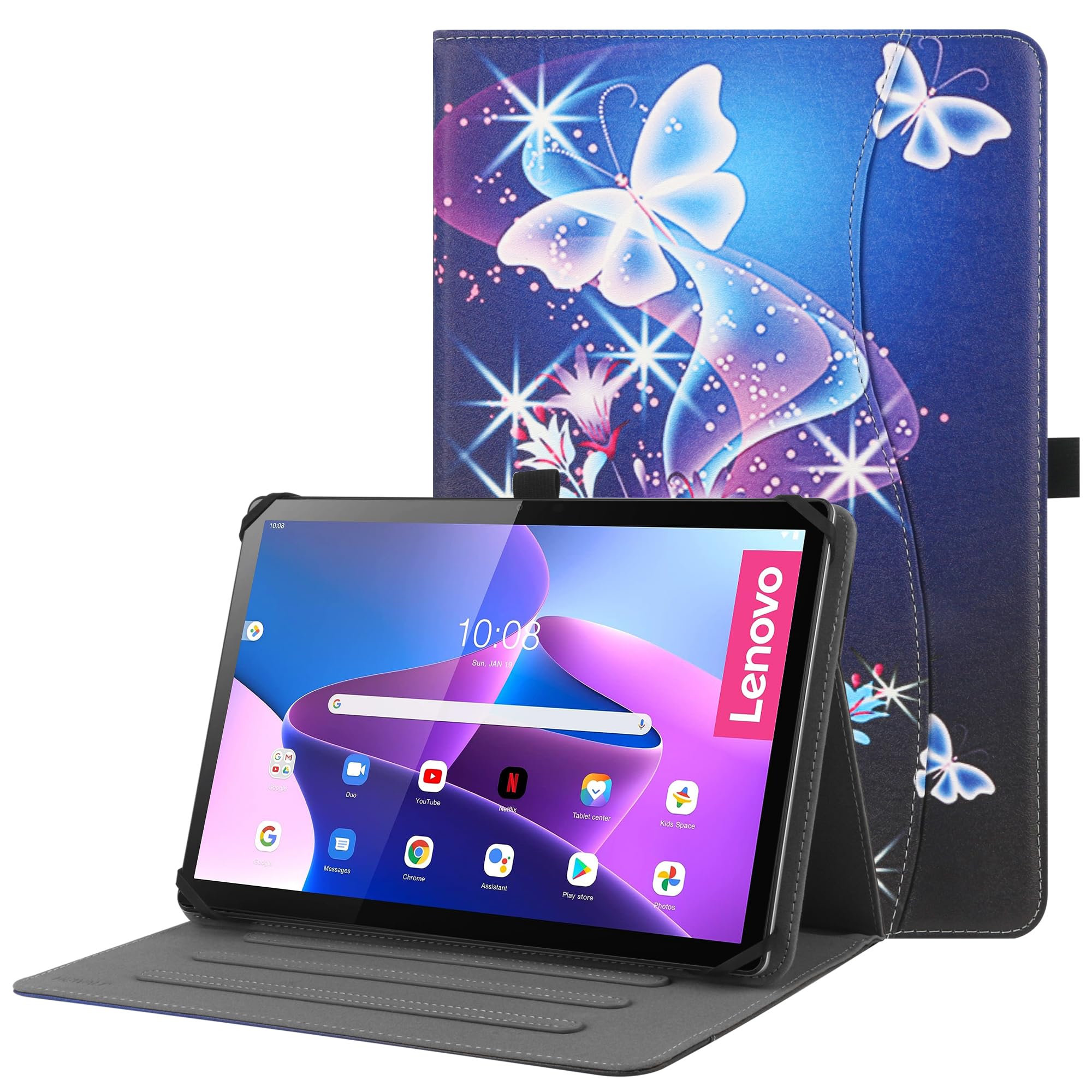 Hgwalp Universal Case For 9Inch 10.5Inch Tablet,Multi Viewing Angels Pu Leather Stand Folio Case Cover With Handstrap For 9'' 10