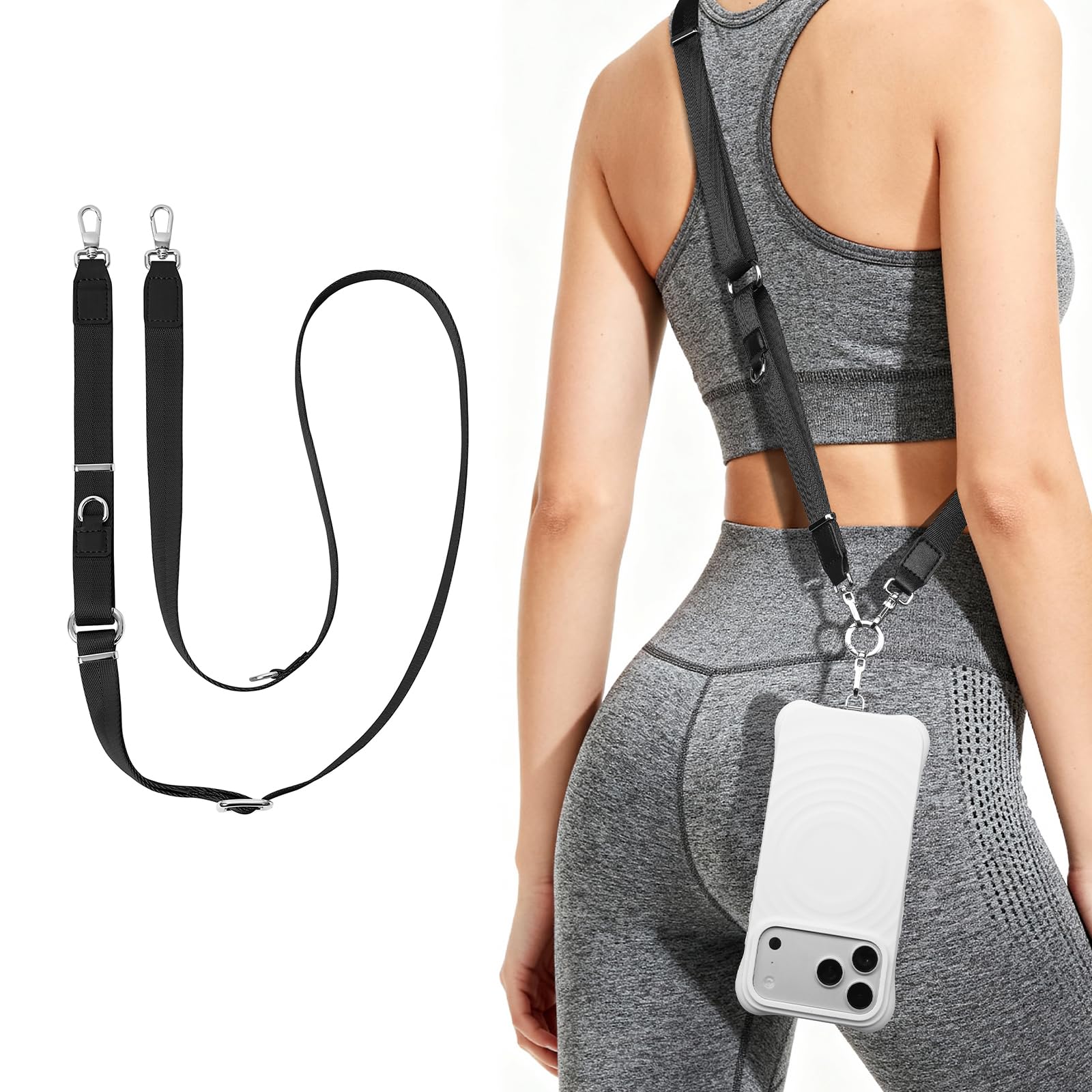 iWALK Multifunctional Flat Phone Lanyard - 2-in-1 Wrist/Neck Strap, Adjustable Length, 30KG Heavy Duty Anti-Drop, Universal Fit 