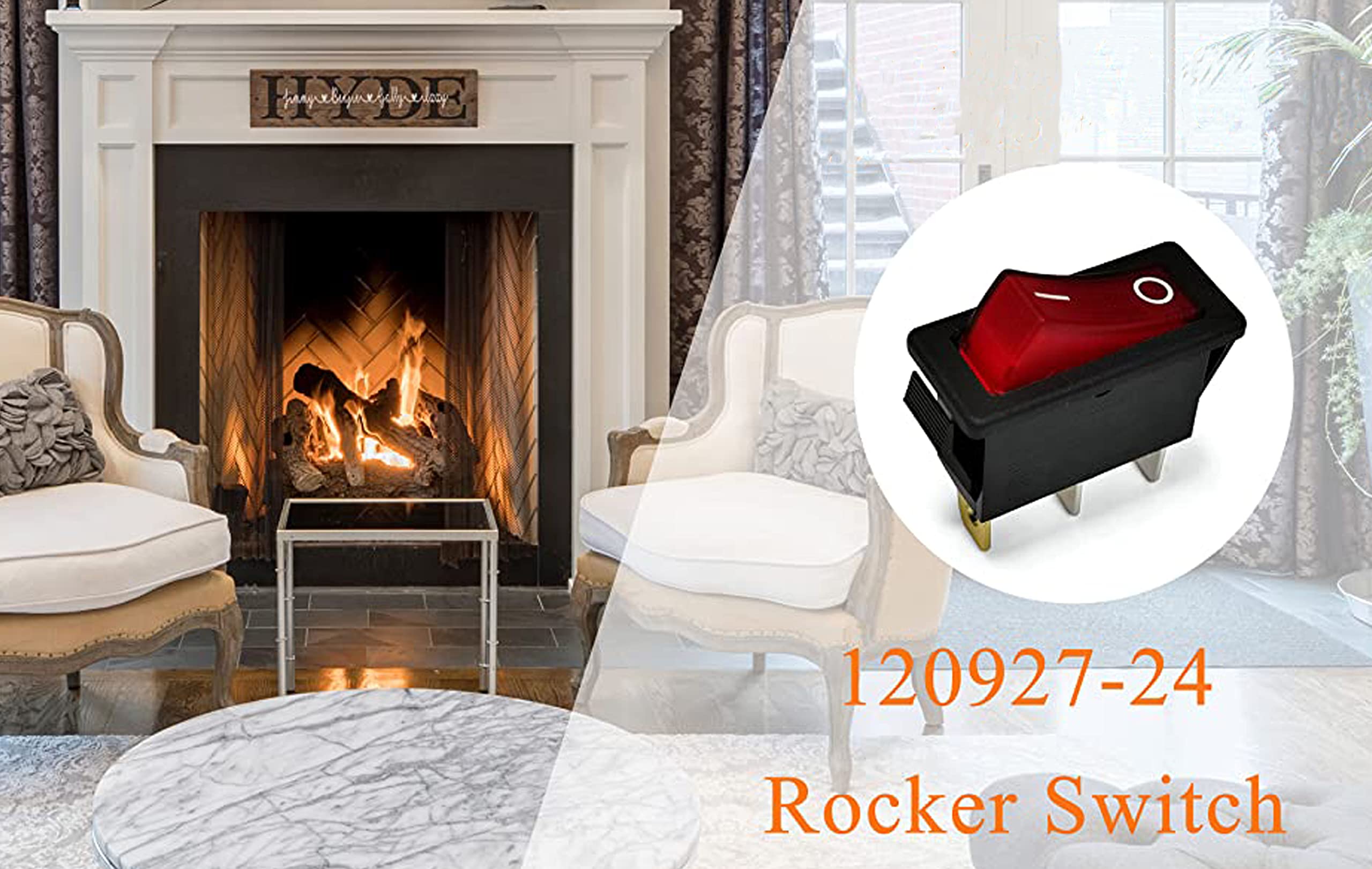 2 Pack 120927 24 On Off 120 Volt 3 Prong Plug Rocker Switch Lighted For Electric Fireplaces Fmi Desa 29 159 1 Heater Switch 2878