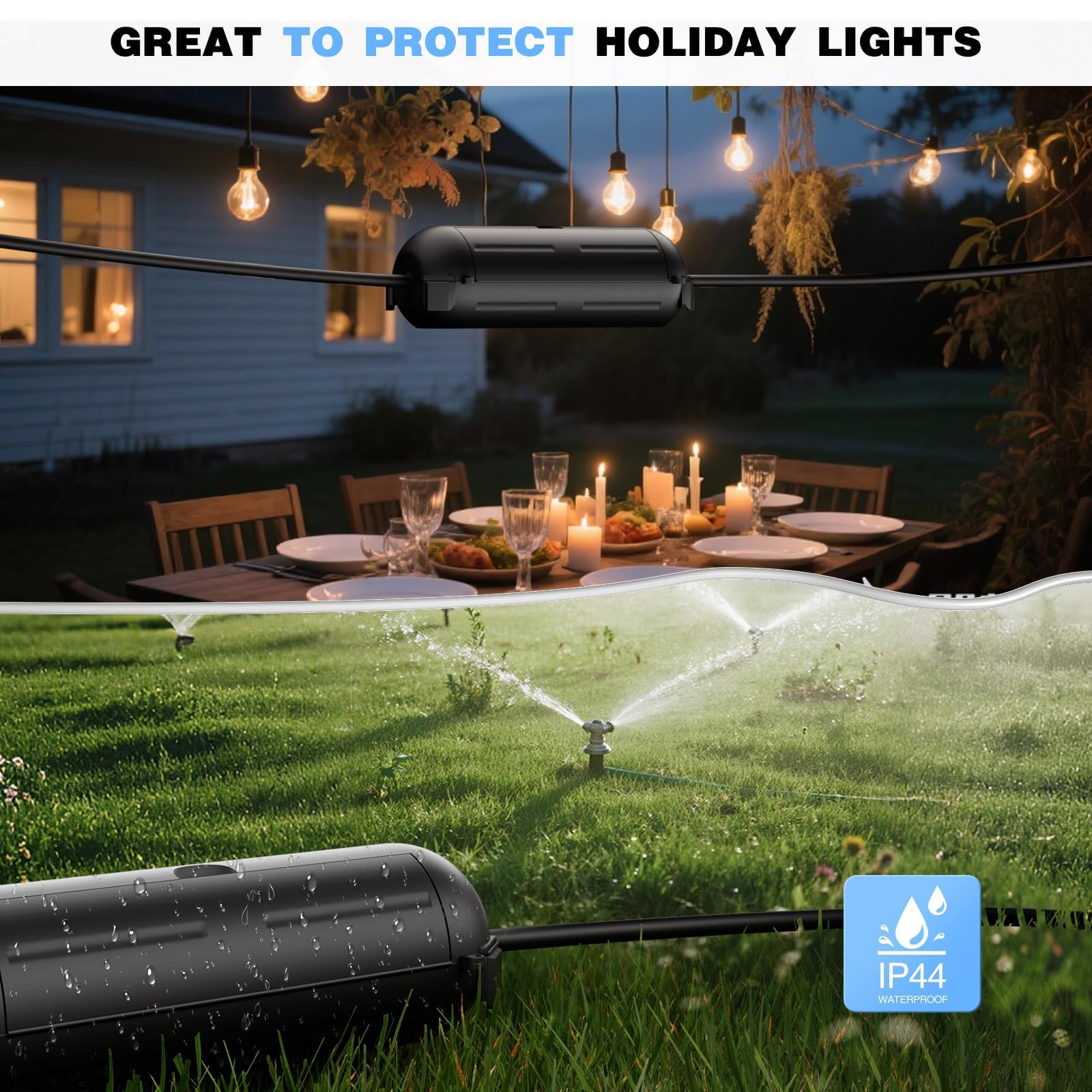 [9 Pack] Outdoor Extension Cord Safety Cover, Ip44 Waterproof Connection Protector, Weatherproof Electrical Box For Outdoor Plug, Outlet, Holiday Light, Halloween And Christmas Decorations, Black