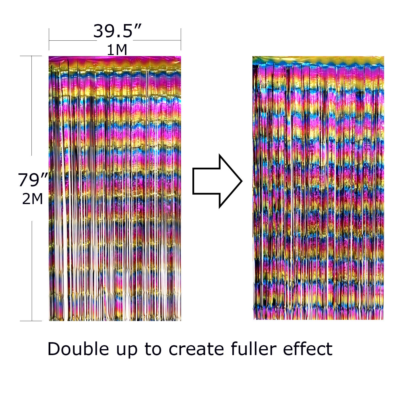 Allgala 4Pk 6.5Ft X 3.2Ft (Total 6.5Ft X 13.1 Ft) Metalic Tinsel Party Photo Backdrop Curtains Door Fringe D  Cor Rainbow Bd5230