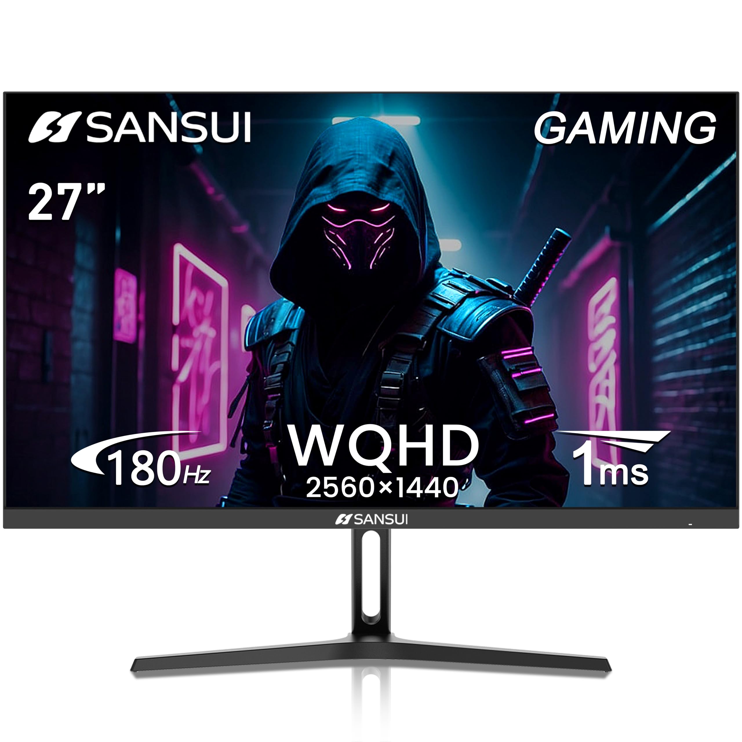 Sansui 27 Inch Wqhd 2560 X 1440 Gaming Monitor 180Hz 1Ms Fast Ips Computer Monitor, Dp 1.2 X2 | Hdmi 2.0 X2 | Vesa Mount, 120% S