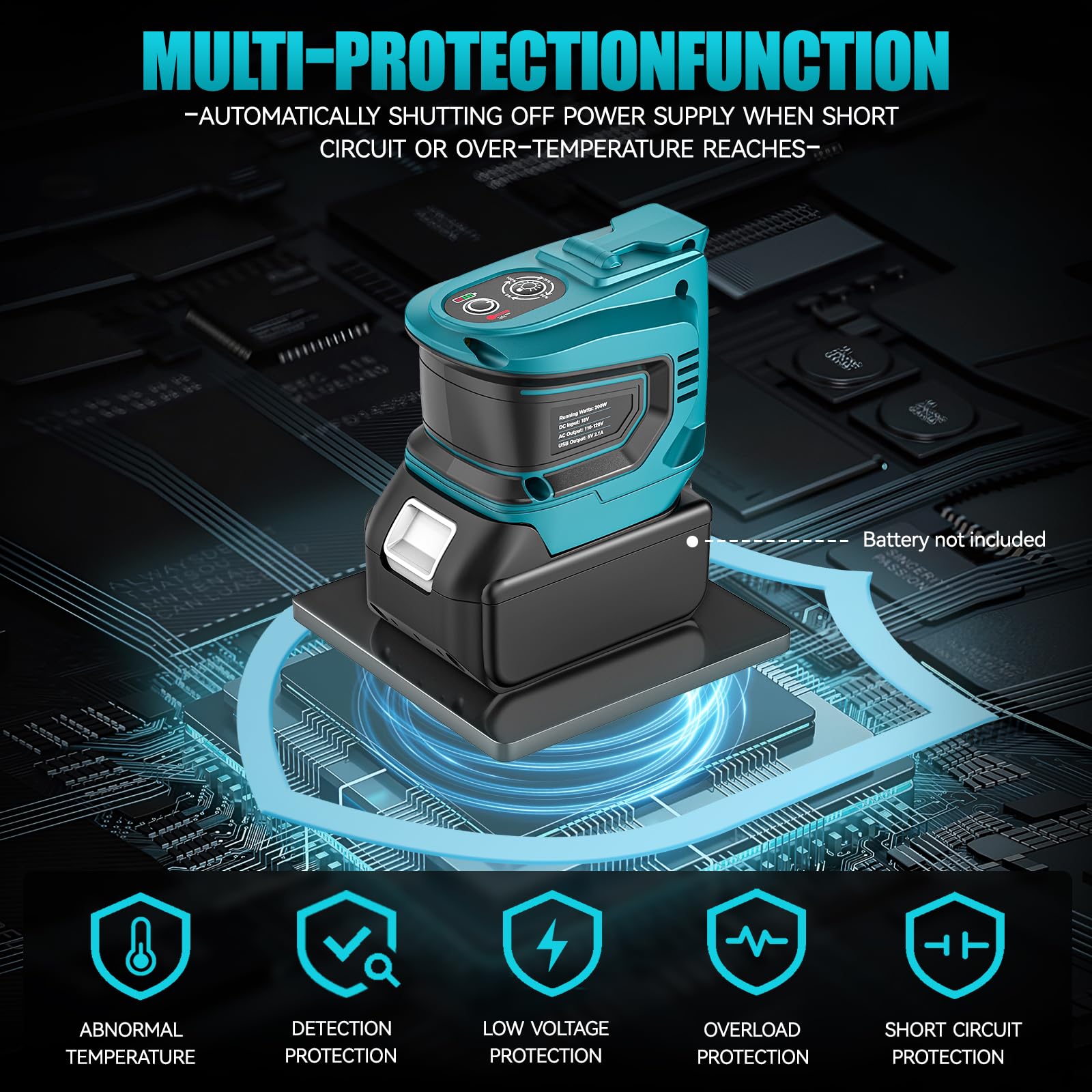 Power Inverter For Makita 18V Battery: Ecarke Portable Power Supply Inverter Convert   200W Dc 18V To Ac 110V~120V Battery Power