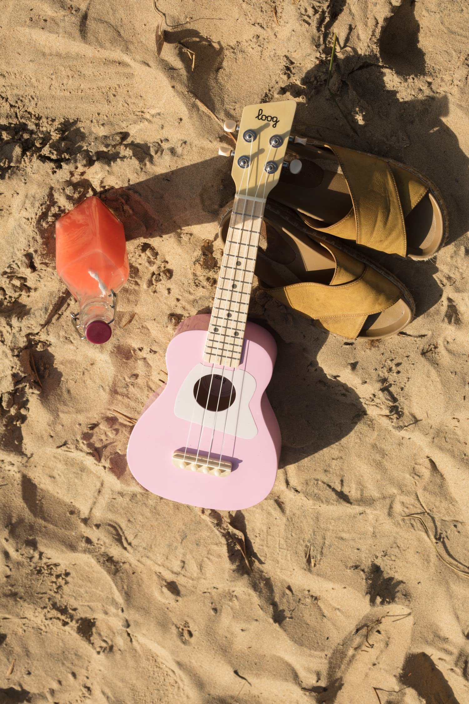 Loog Wood Soprano Ukulele For Kids & Beginners, App & Lessons, All Ages (Pink)