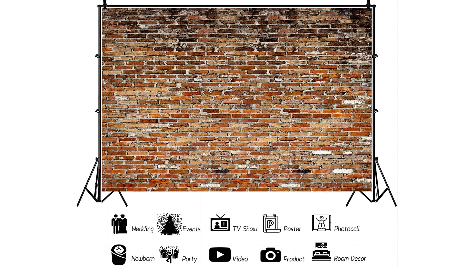 Yynxsy 10X10Ft Brick Wall Background Primary Color Brick Background Large Fabric Brick Photo Background Baby Shower Birthday Par
