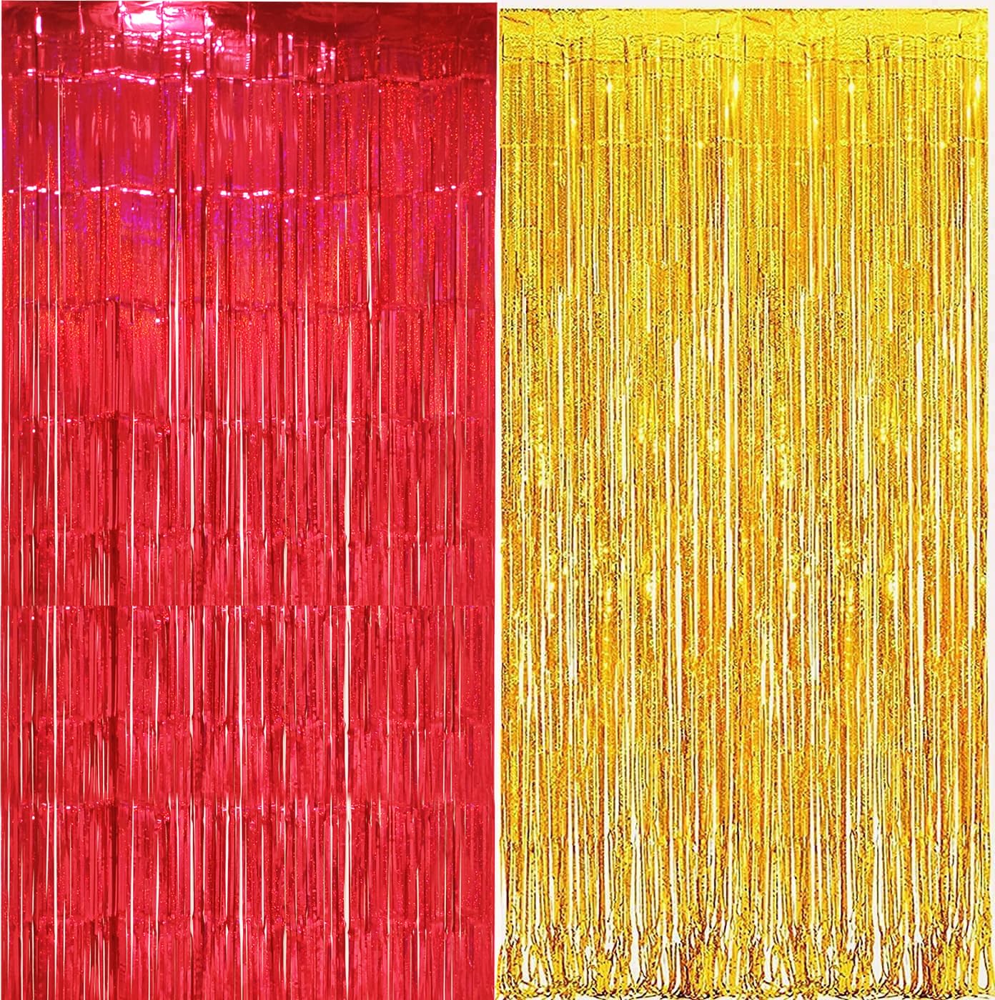 Valentines Decorations Red Gold Fringe Foil Curtains/Red Gold Graduation Decorations/Red Birthday Decorations/Valentines Backdro