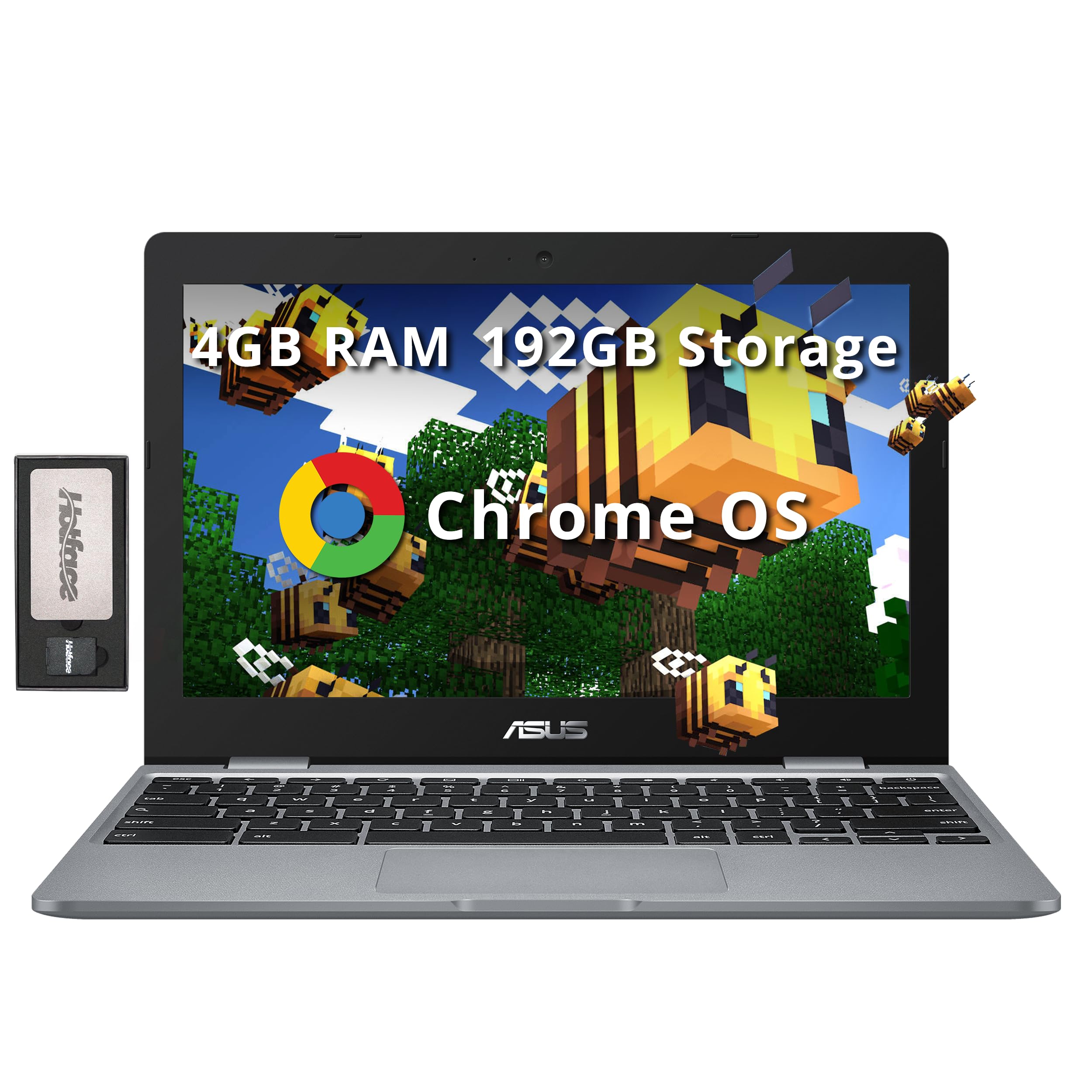 ASUS Chromebook 11.6 HD Student Laptop, Intel Celeron N3350, 4GB RAM, 192GB Storage (32GB eMMC+160GB Docking Station), Intel UHD
