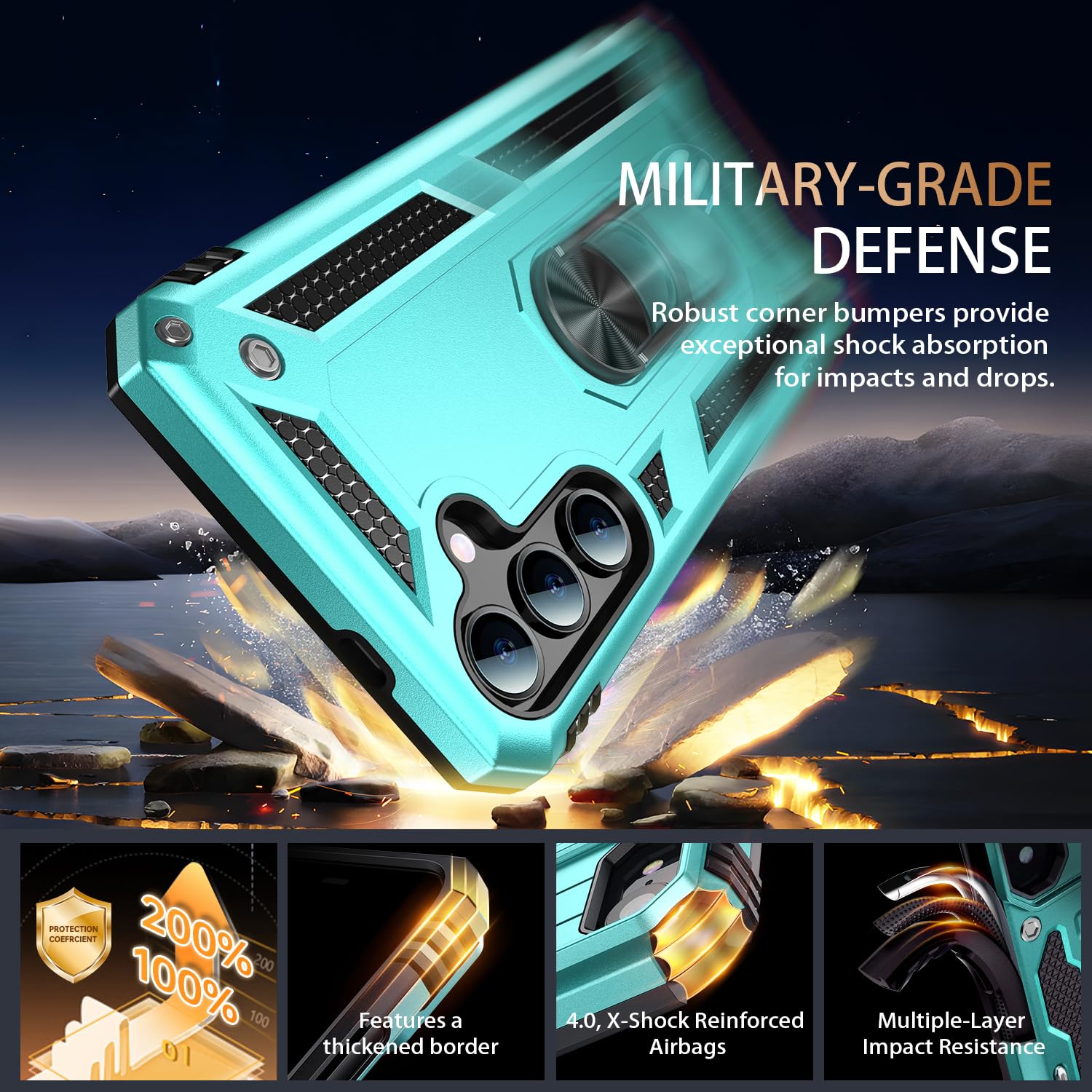 Ikazz For Galaxy S25 Case,Military Grade Shockproof Heavy Duty Protective Phone Cover Pass 16Ft Drop Test With Magnetic Kickstan