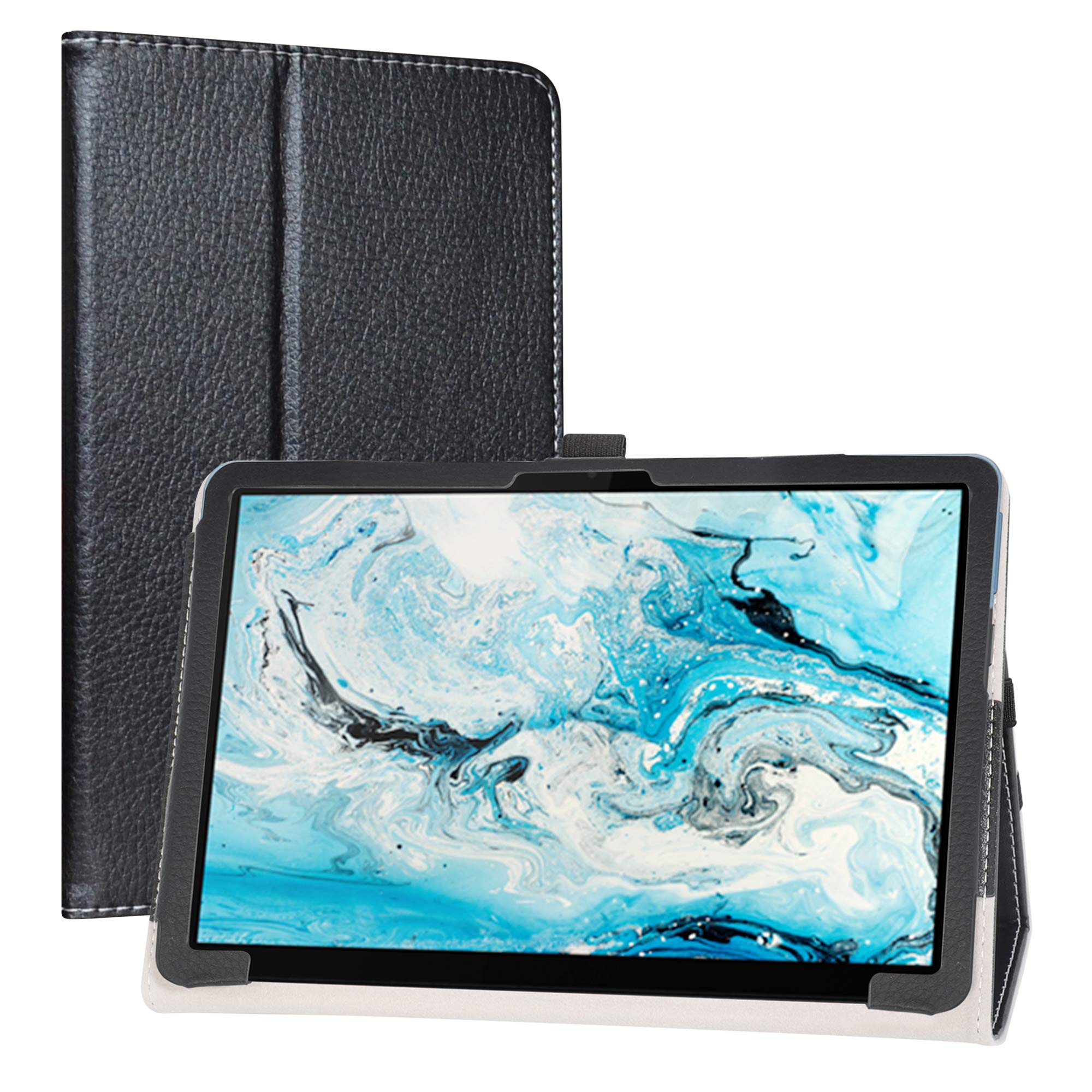 LiuShan Compatible With Lenovo Chromebook Duet 10.1 IdeaPad 2-in-1 Tablet Case - PU Leather Slim Folding Stand Cover, Black