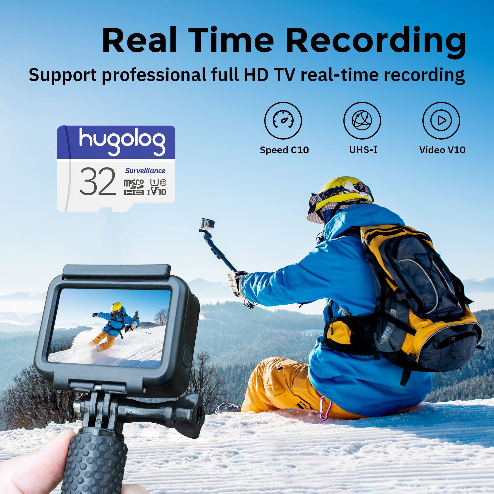 Hugolog 32Gb Micro Sd Card, Microsdxc Uhs I Memory Card For Laview Camera   100Mb/S, 667X, U1, Class10, Fhd Video V10, A1, Fat32