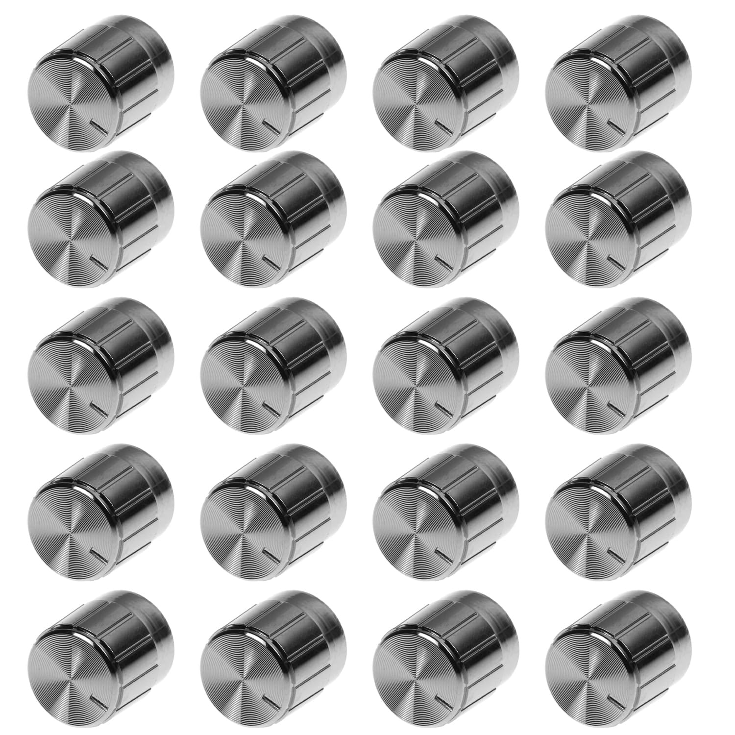 DIKAVS 20pcs 6mm Diameter Shaft Potentiometer Control Knobs for Electric Guitar Volume Tone Knobs (Silver Grey)